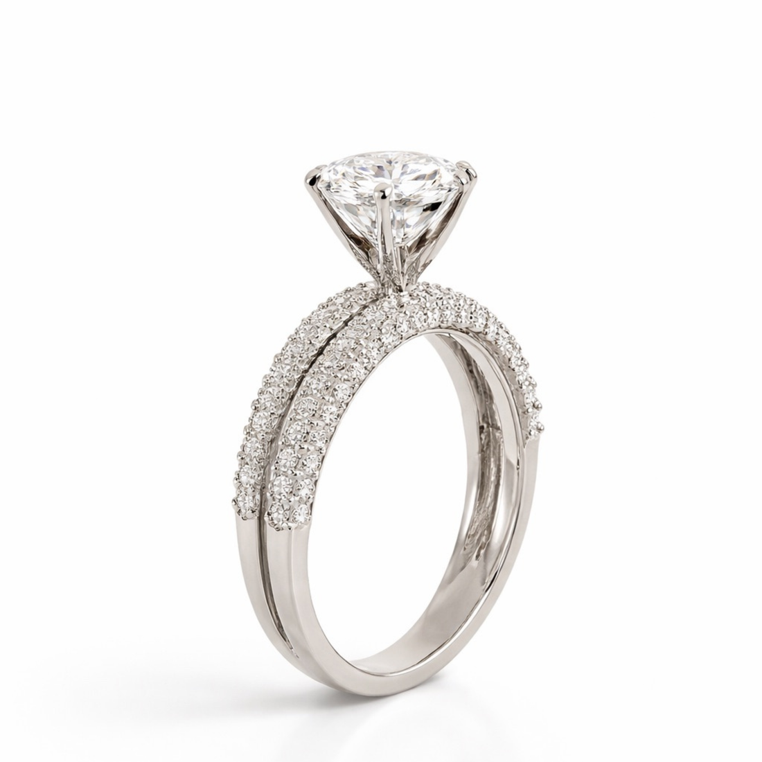 Eternal Grace solitaire 925 sterling silver ring front view