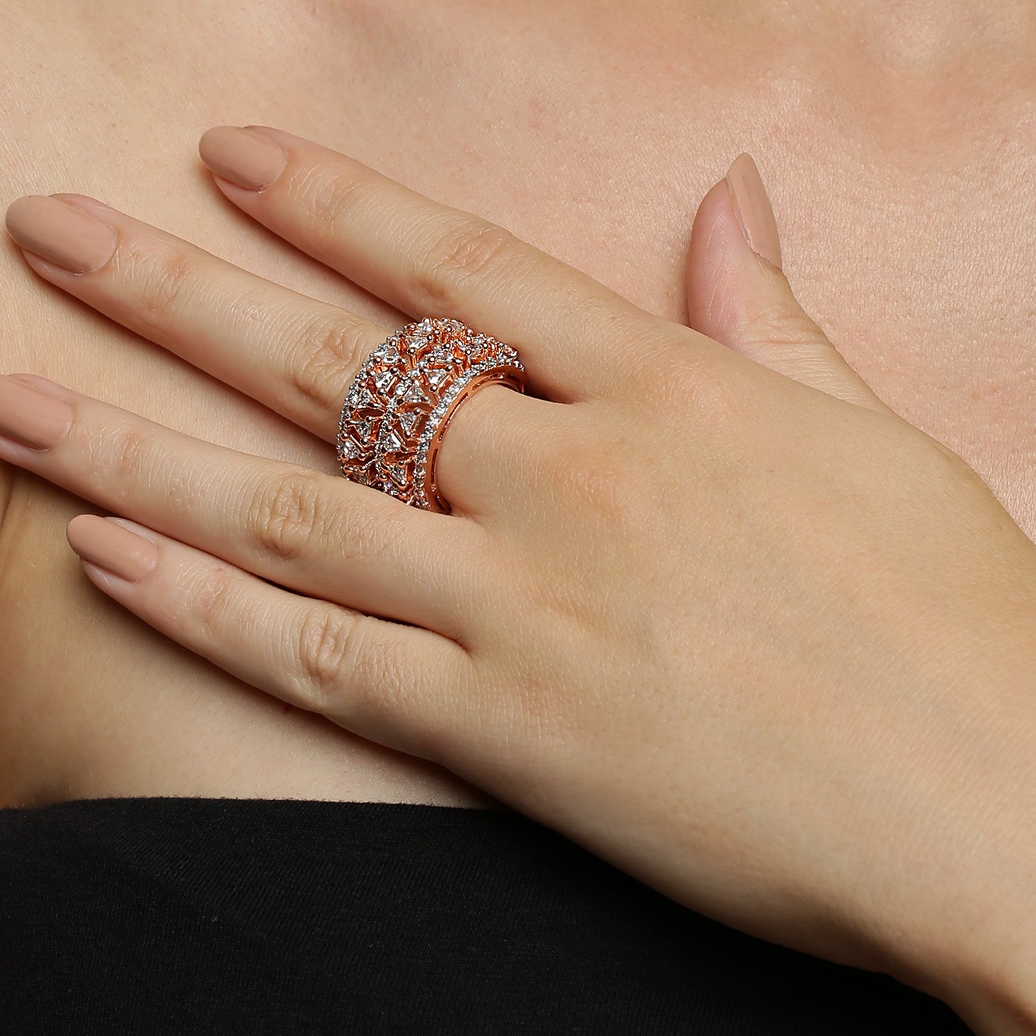 Eternal Love Band sterling silver ring side angle view