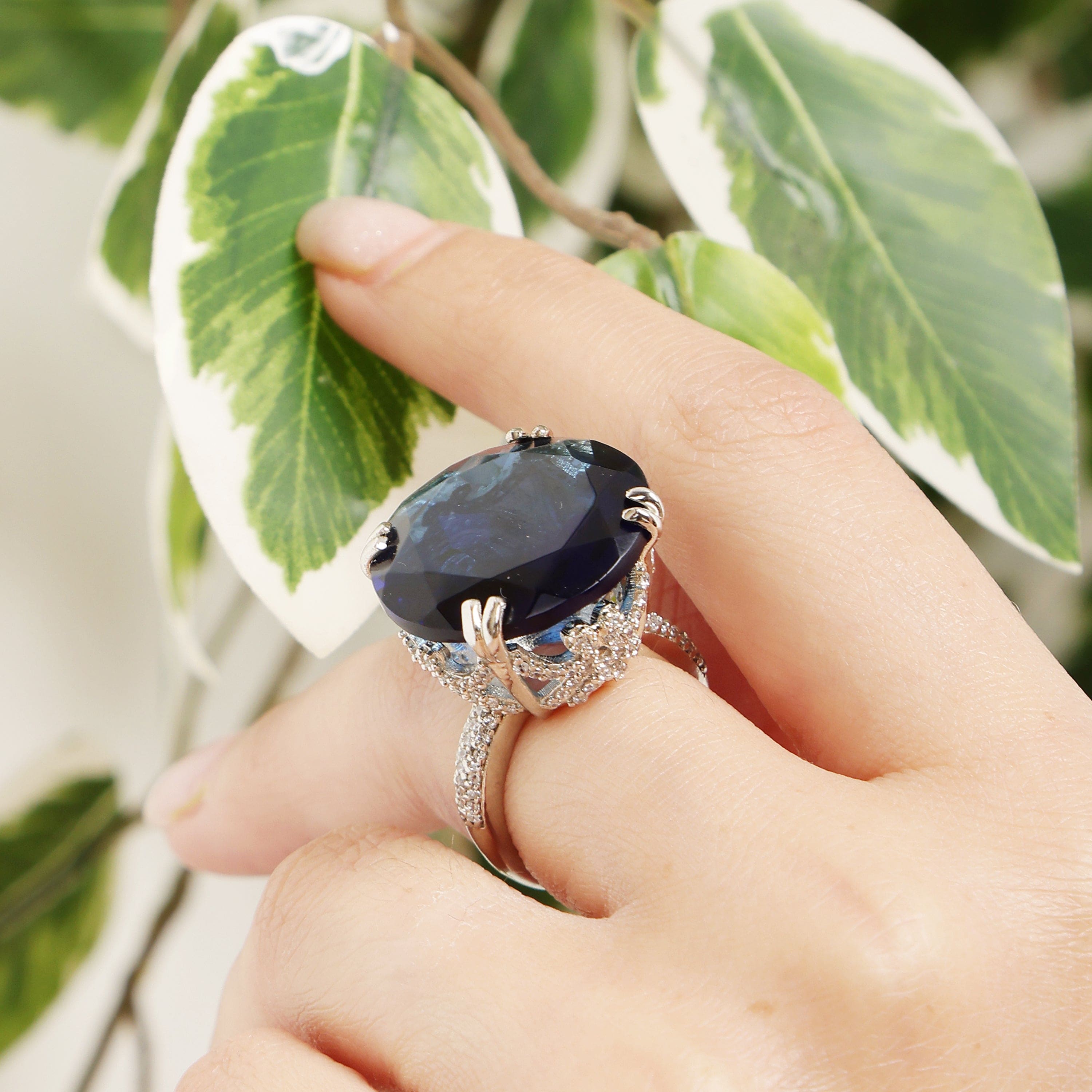 Eternal Sapphire sterling silver ring additional angle view