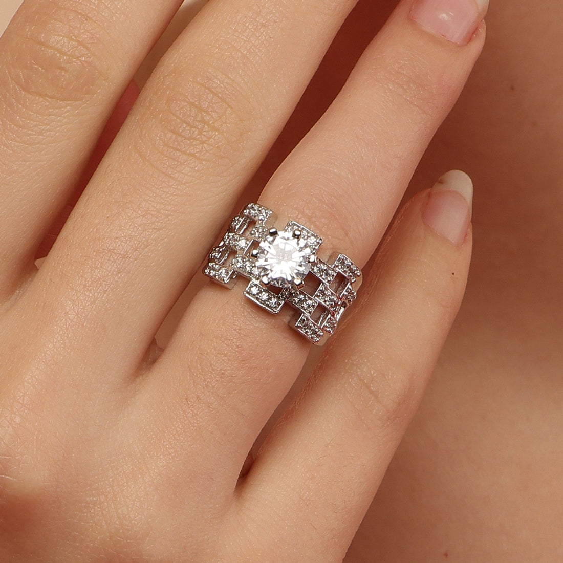 Eternity Diamond Dreams sterling silver ring close-up detail
