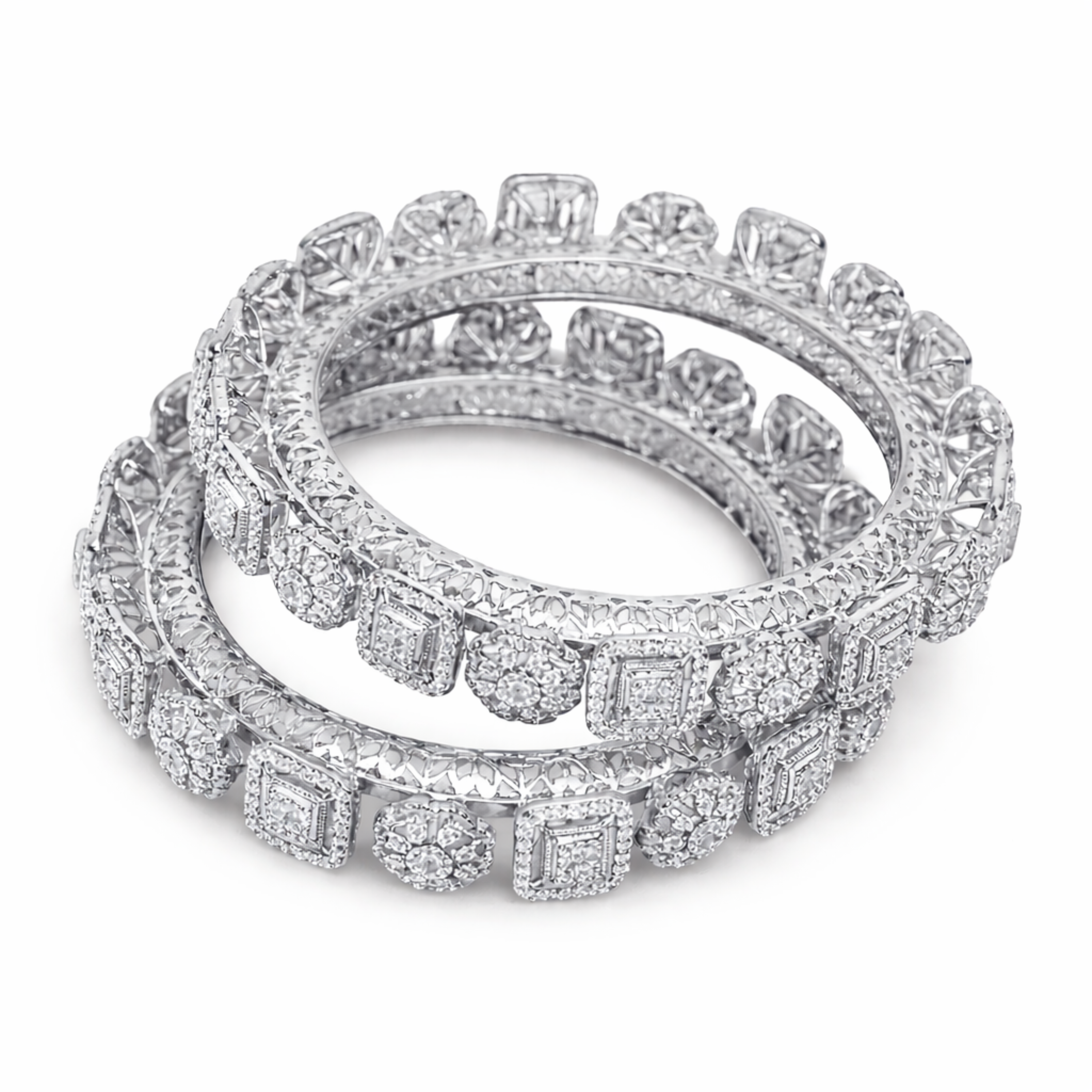 Spectacular Eternity Pacheli sterling silver bangles alternate angle view