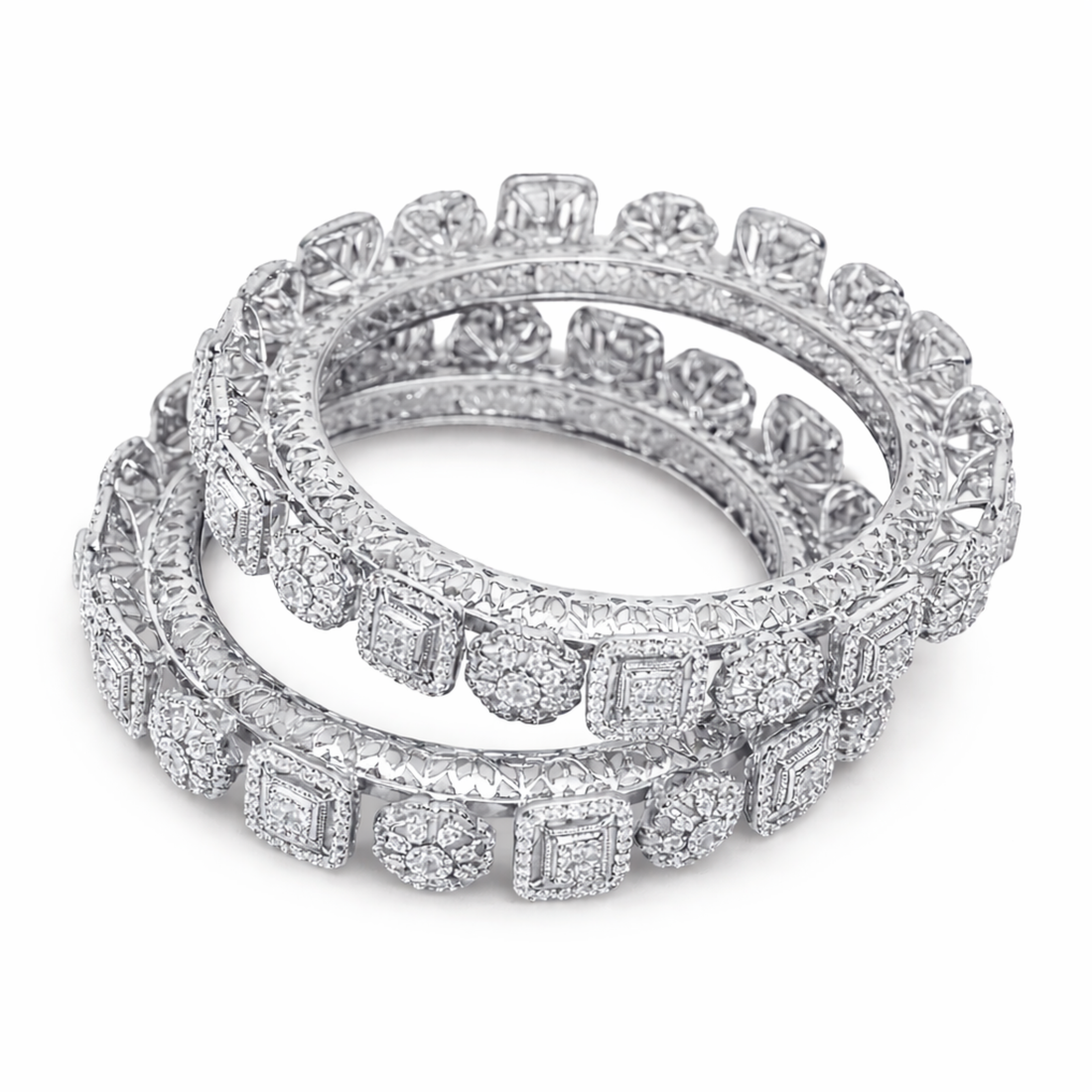 Spectacular Eternity Pacheli sterling silver bangles alternate angle view