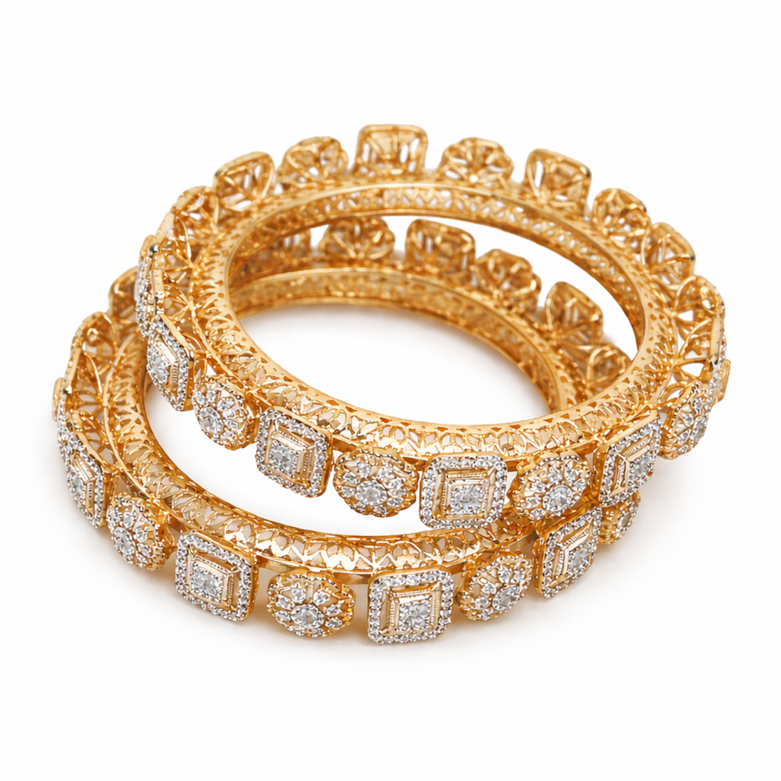 Spectacular Eternity Pacheli 925 sterling silver bangles front view
