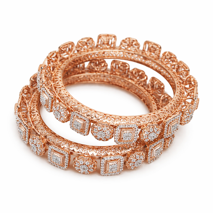 Spectacular Eternity Pacheli sterling silver bangles side angle view