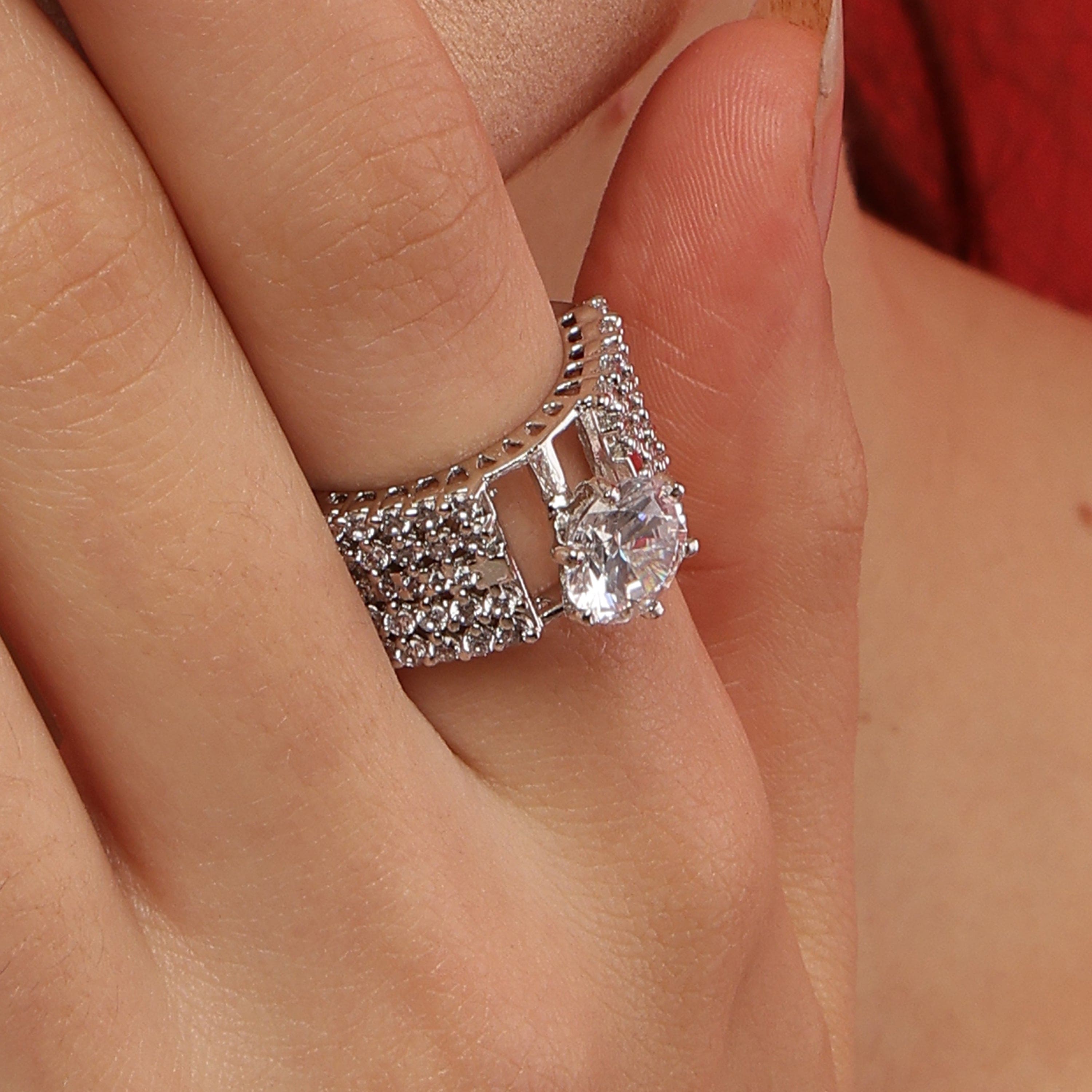 Ethereal Echo Solitaire Ring sterling silver ring additional view