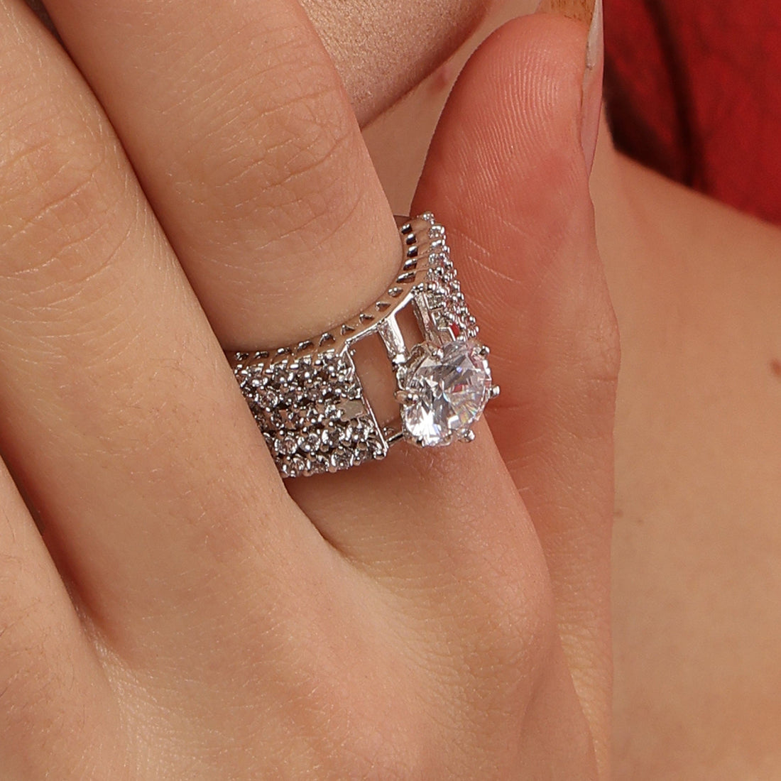 Ethereal Echo Solitaire Ring sterling silver ring additional view