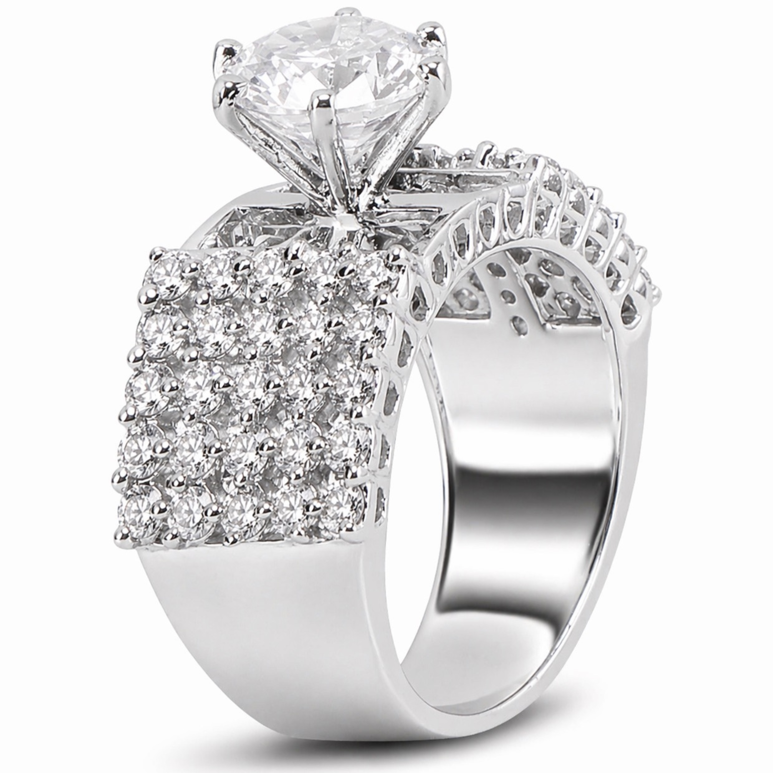 Ethereal Echo solitaire 925 sterling silver ring front view