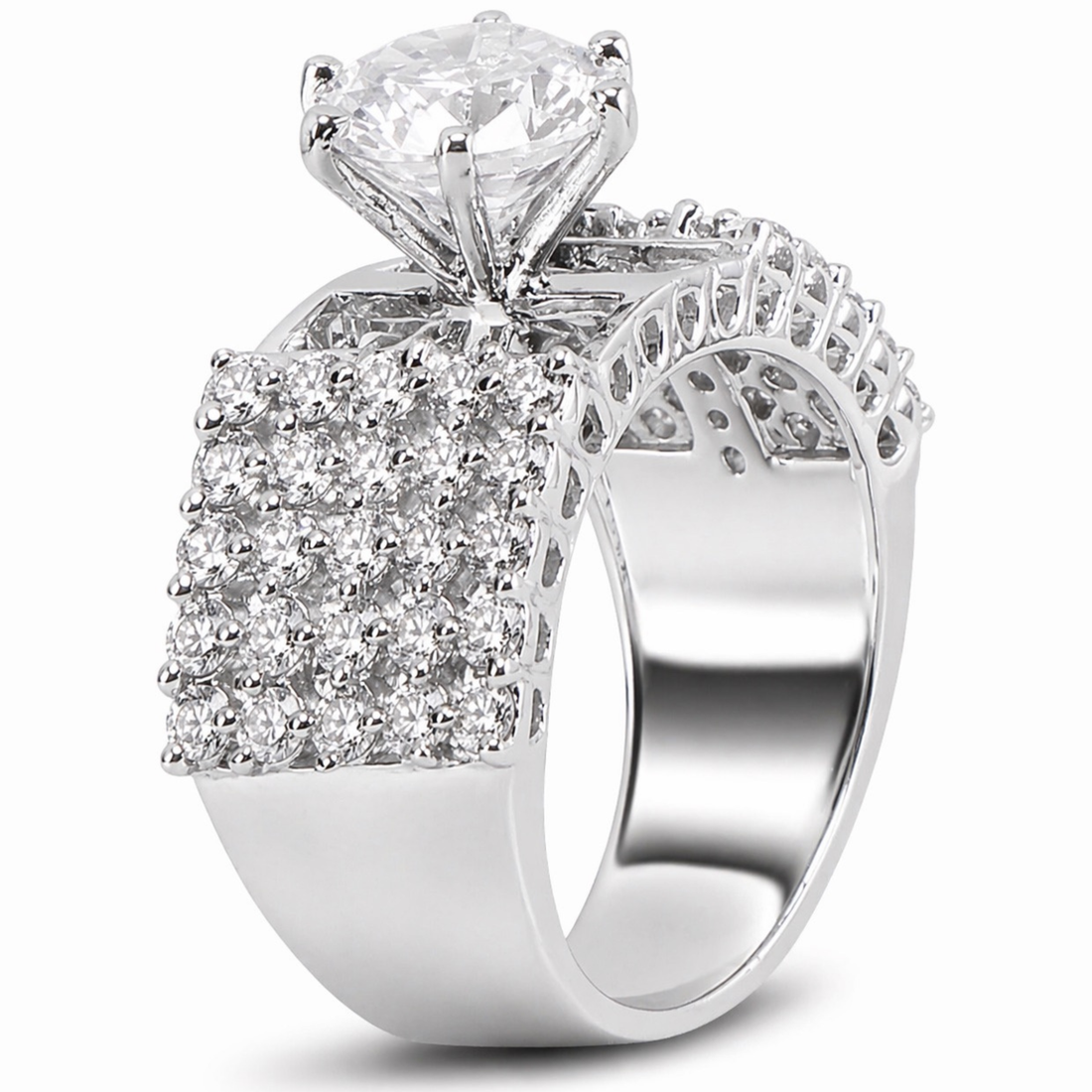 Ethereal Echo solitaire 925 sterling silver ring front view