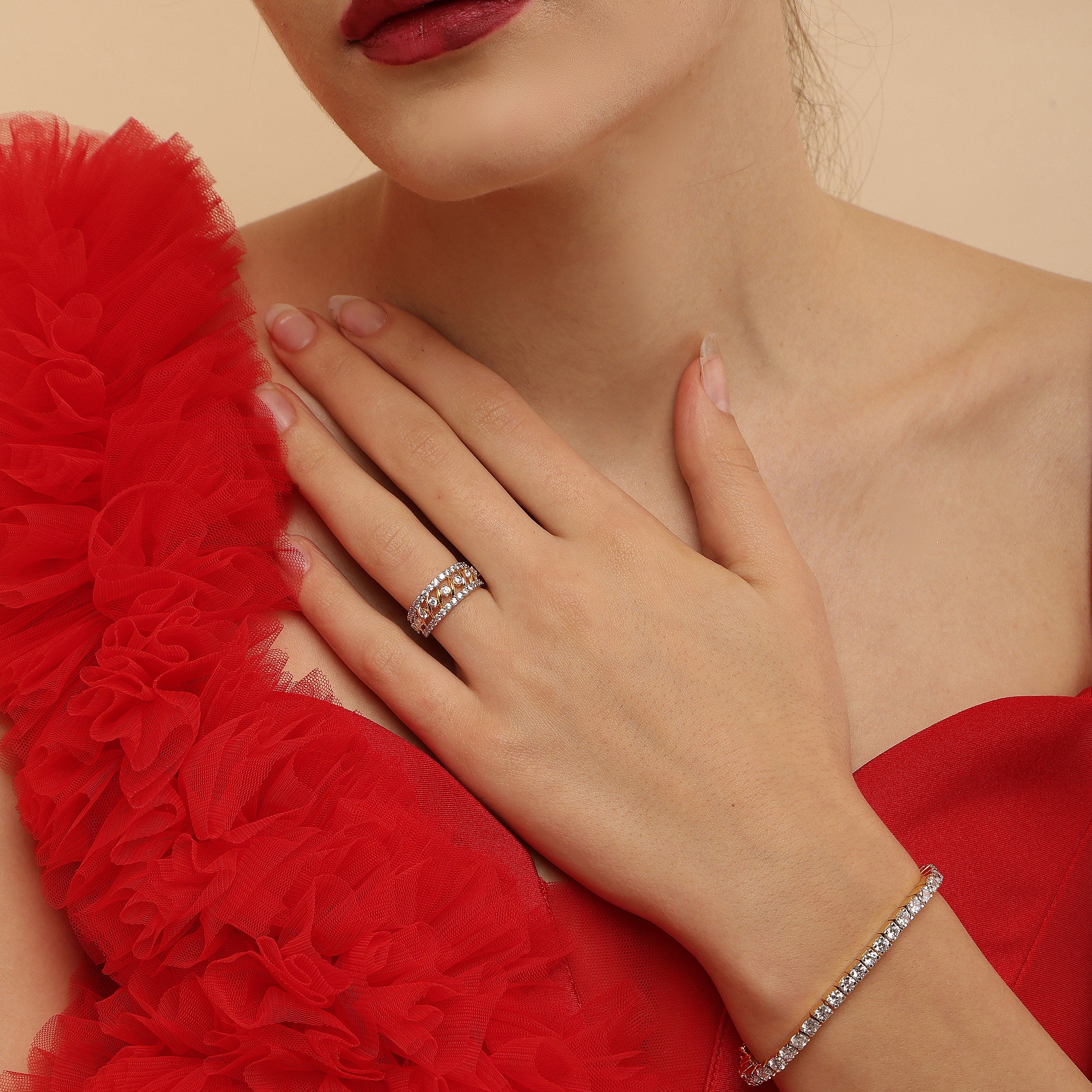 Exclusive gold plated sterling silver band close-up detail