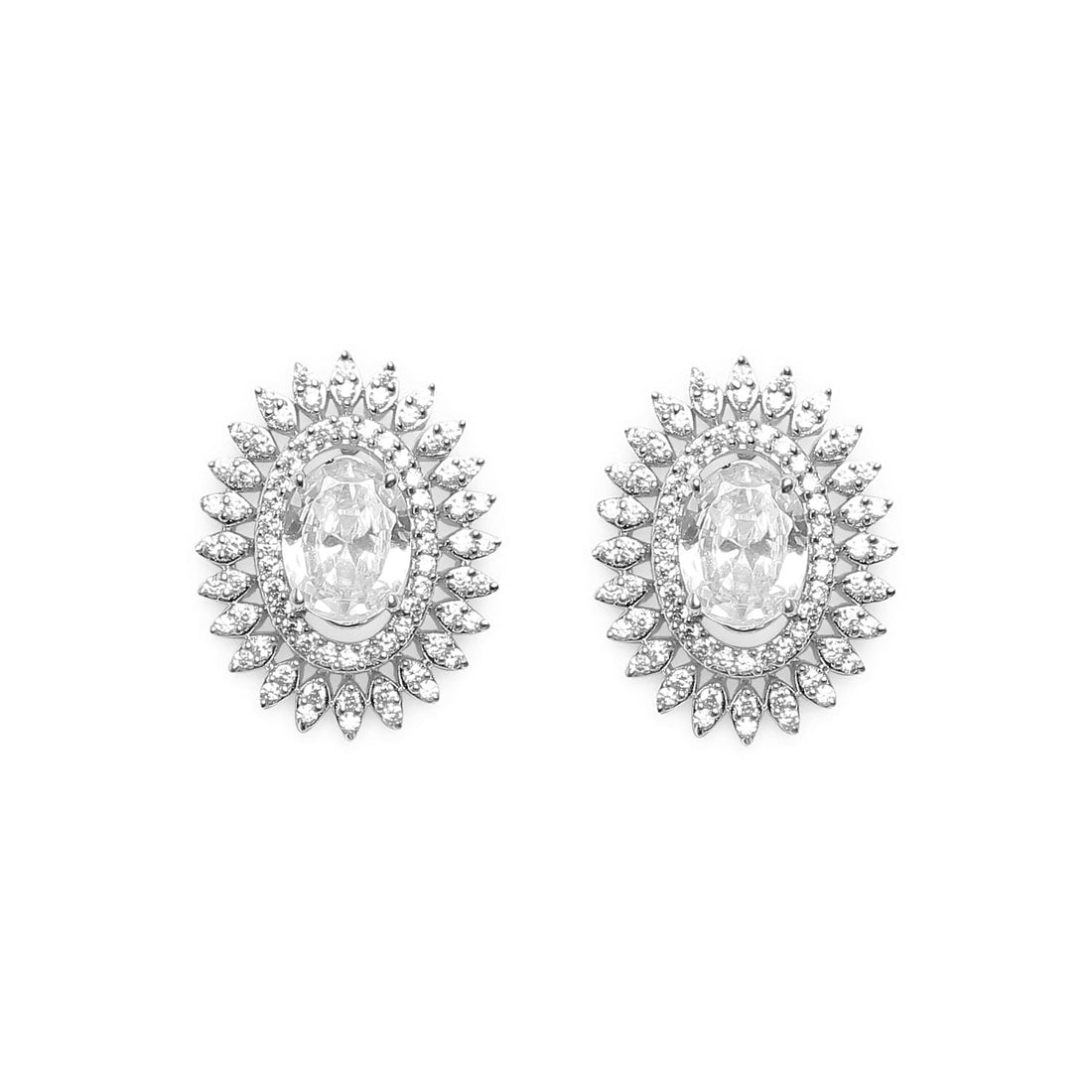 Floral 925 sterling silver earring front view