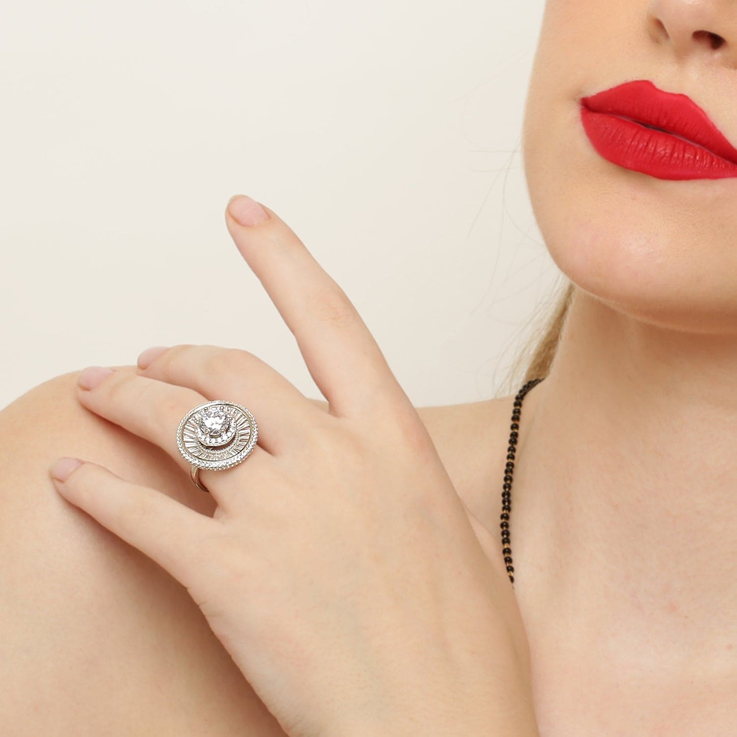 Floral Diamante Delights Ring sterling silver ring additional view