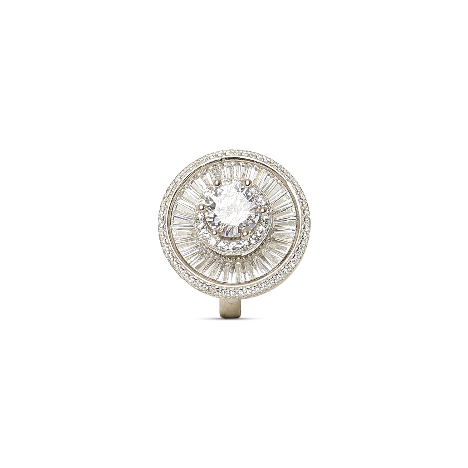 Floral Diamante Delights sterling silver ring worn on hand