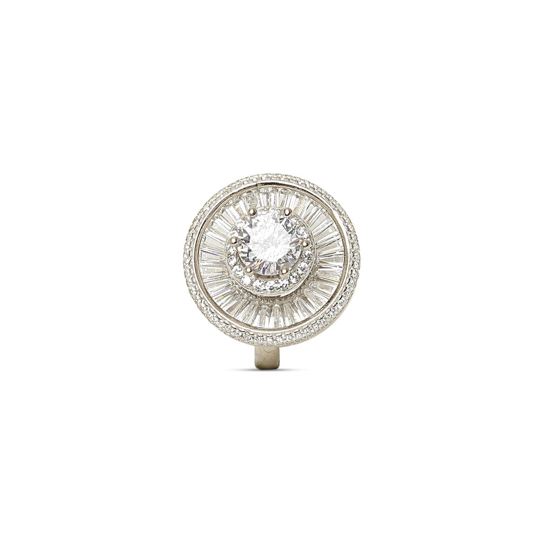 Floral Diamante Delights sterling silver ring worn on hand