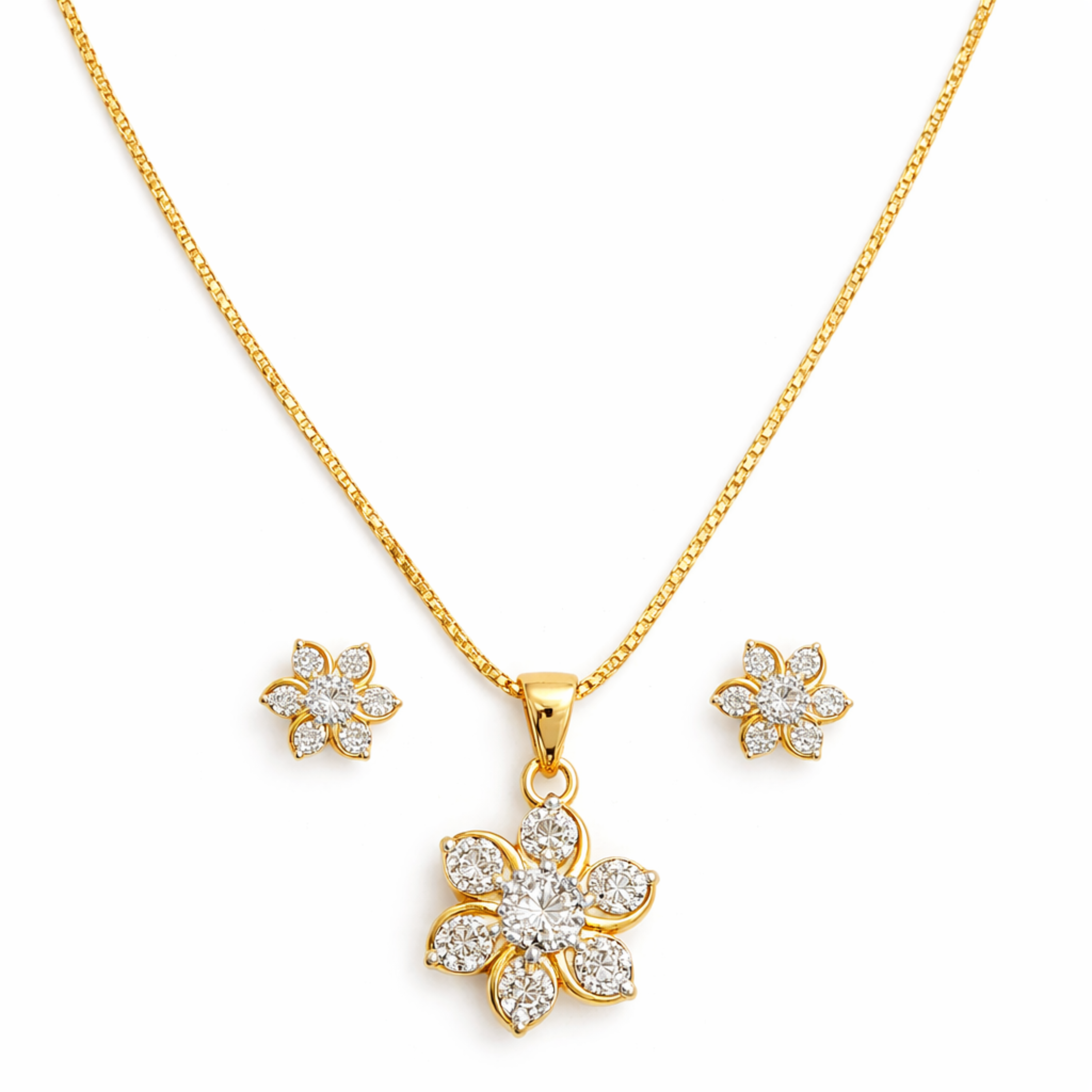 Floral Grace sterling silver pendant set alternate view