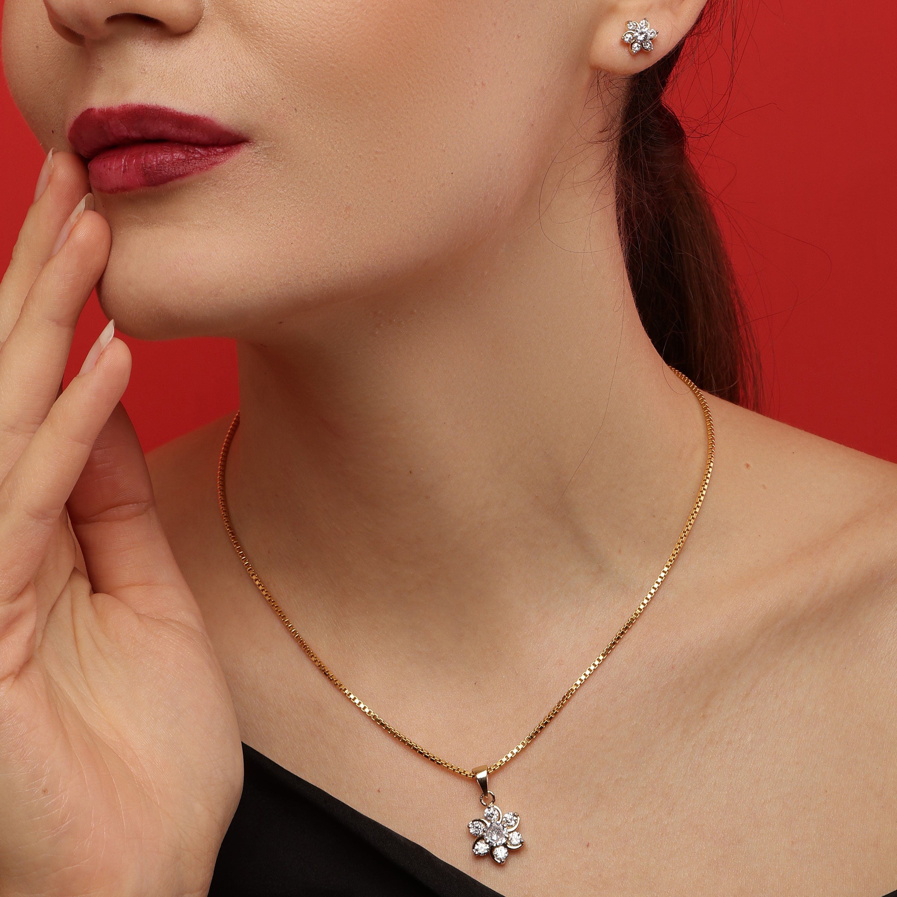 Floral Grace sterling silver pendant set close-up detail