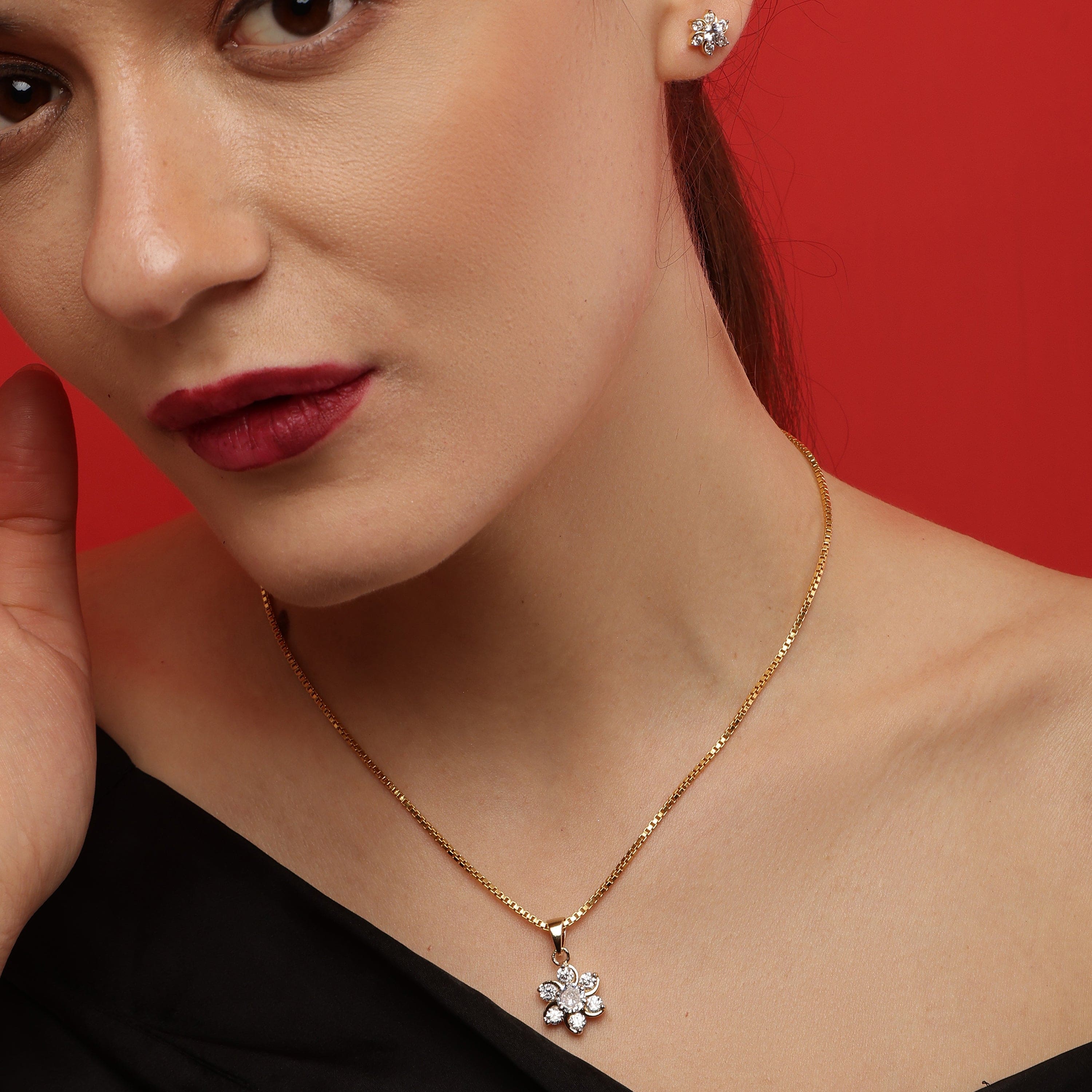 Floral Grace sterling silver pendant set lifestyle shot