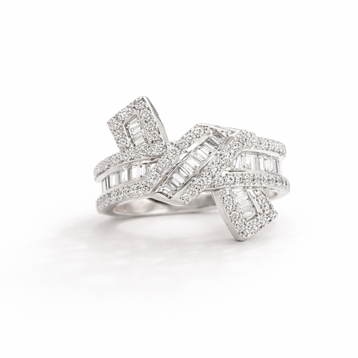Forever Bowed 925 sterling silver ring front view