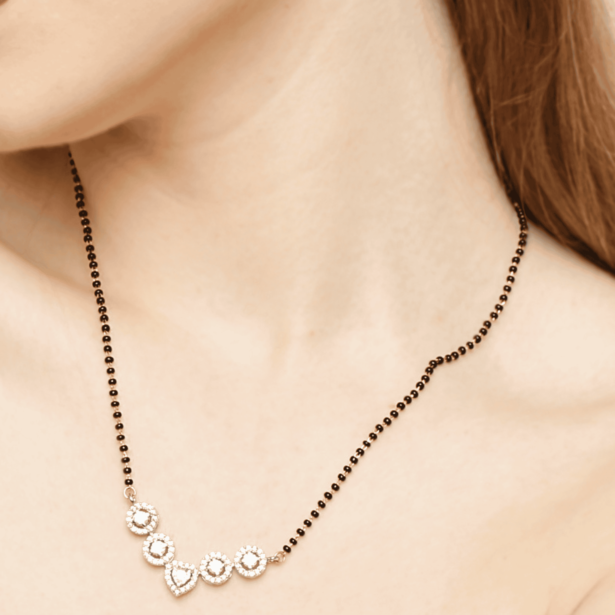 Forever Together sterling silver mangalsutra pendant close-up detail