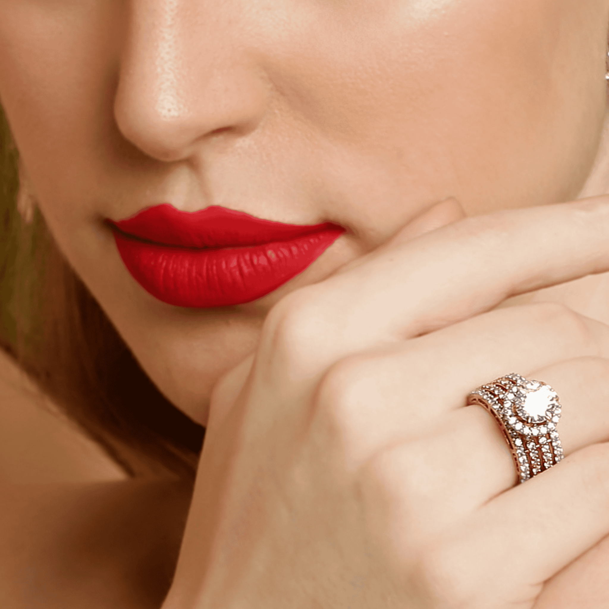 Four Line rose gold 925 sterling silver ring front view