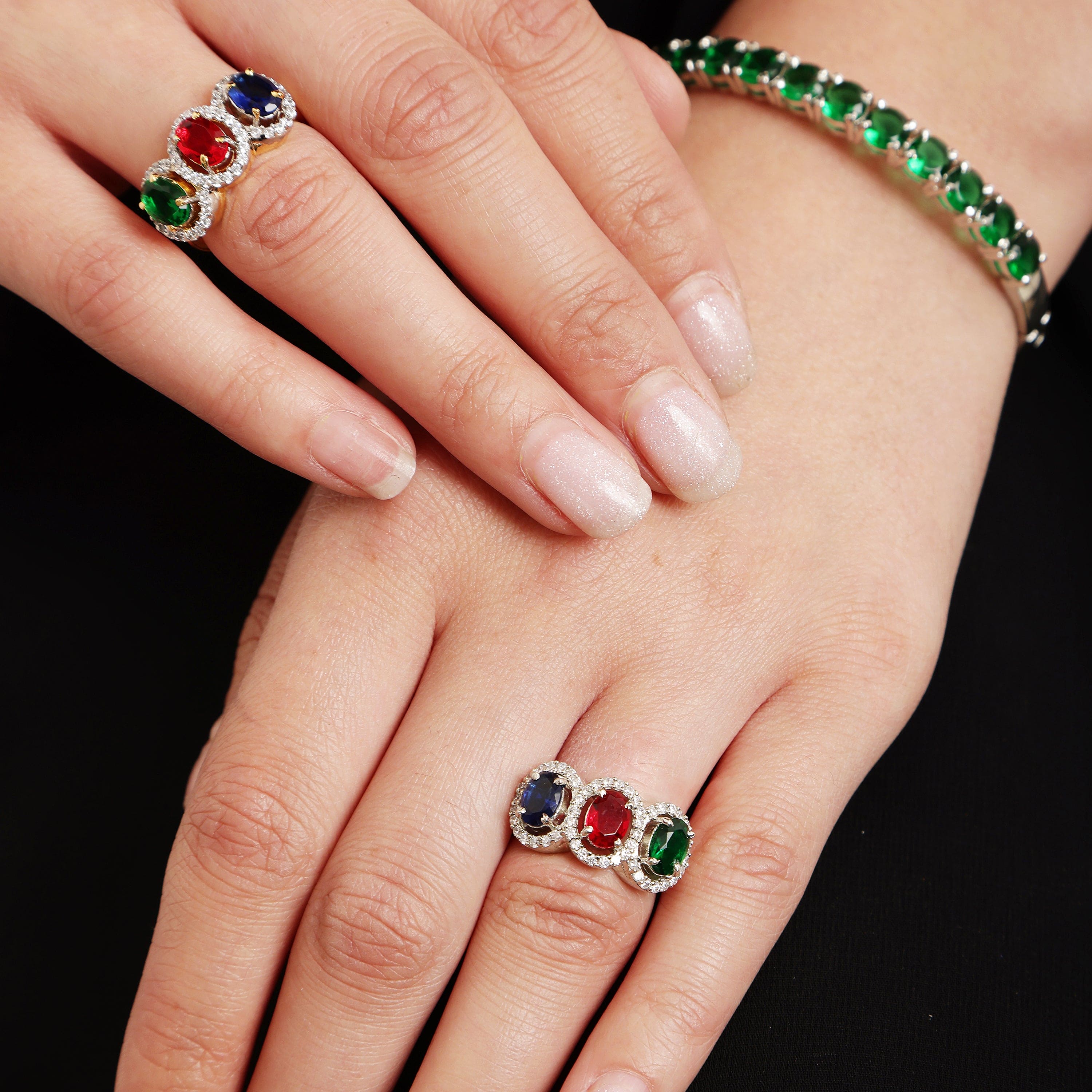 Fusion of Shades sterling silver ring worn on hand