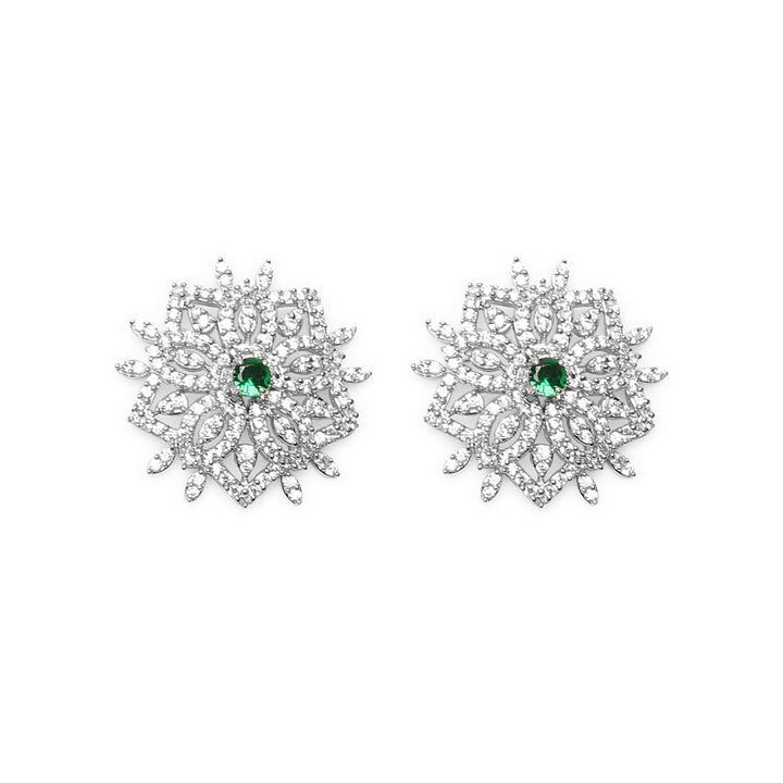Gilded Emerald Gleam 925 sterling silver earring front view