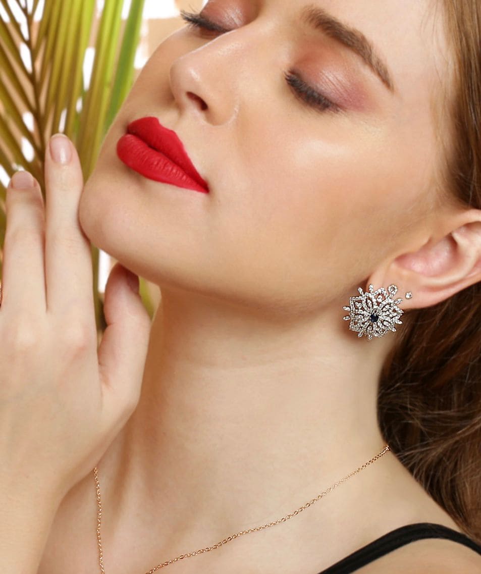 Gilded Emerald Gleam sterling silver earring worn look
