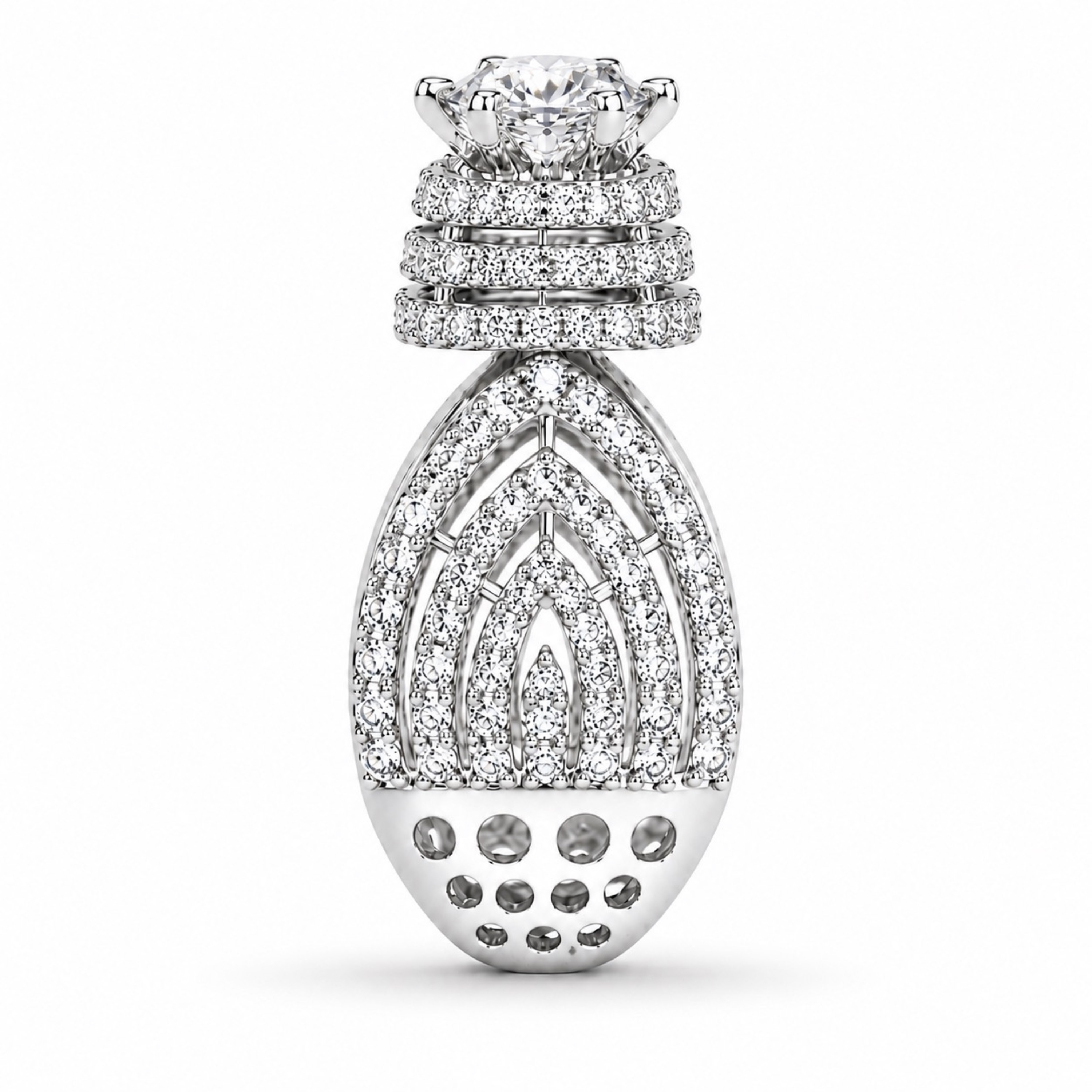 Glam Lady solitaire 925 sterling silver ring front view