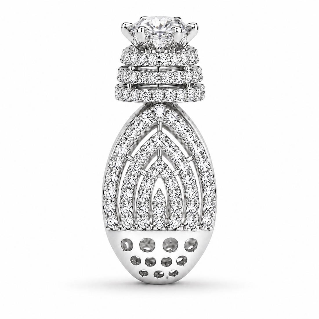 Glam Lady solitaire 925 sterling silver ring front view