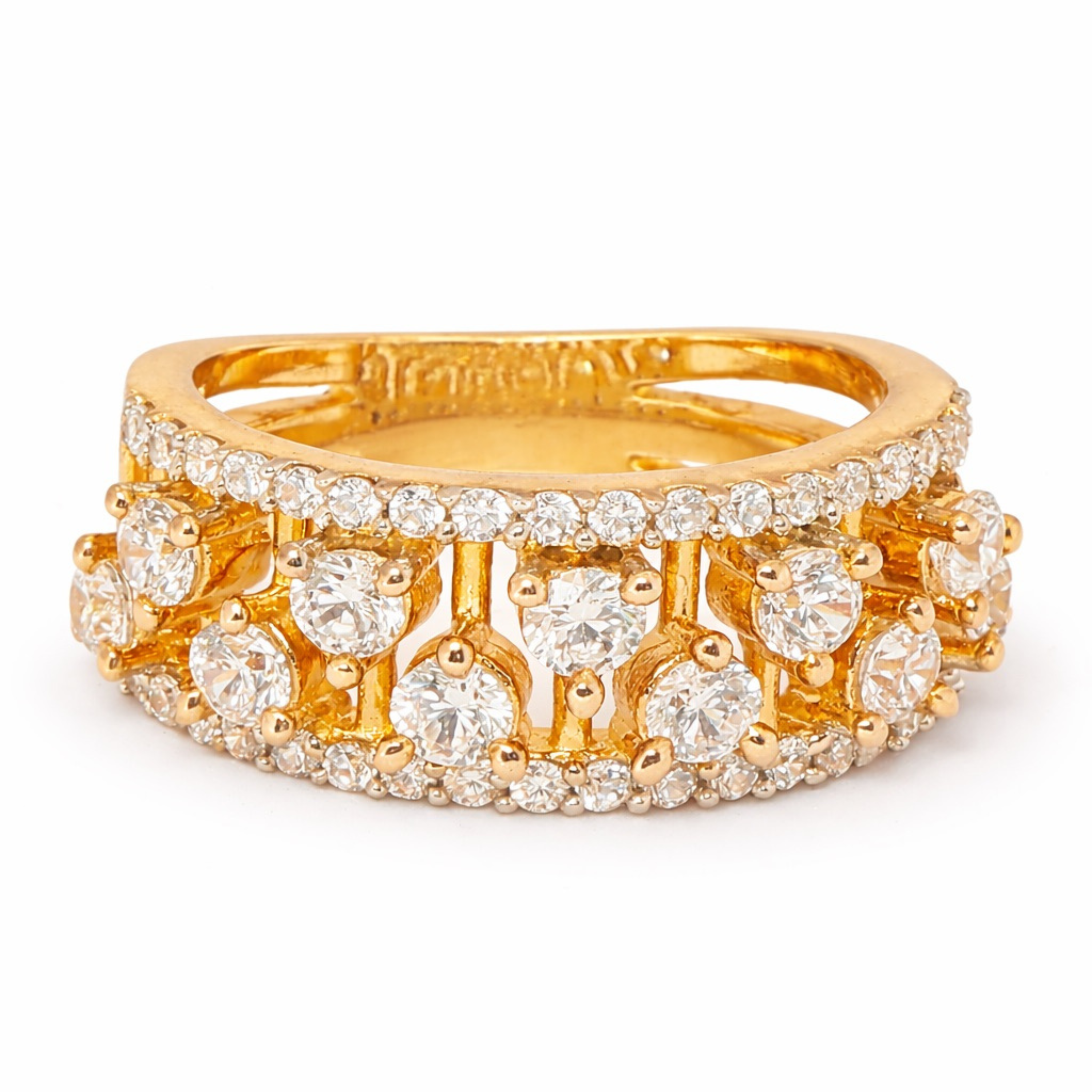 Gleaming Essence Band 925 sterling silver CZ ring front view