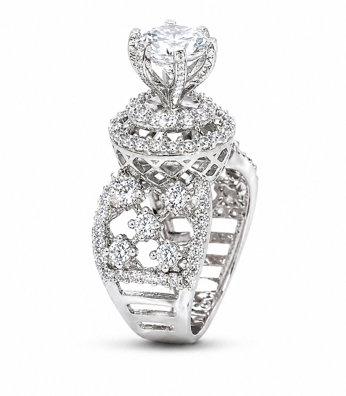 Glimmering Frost 925 sterling silver ring front view