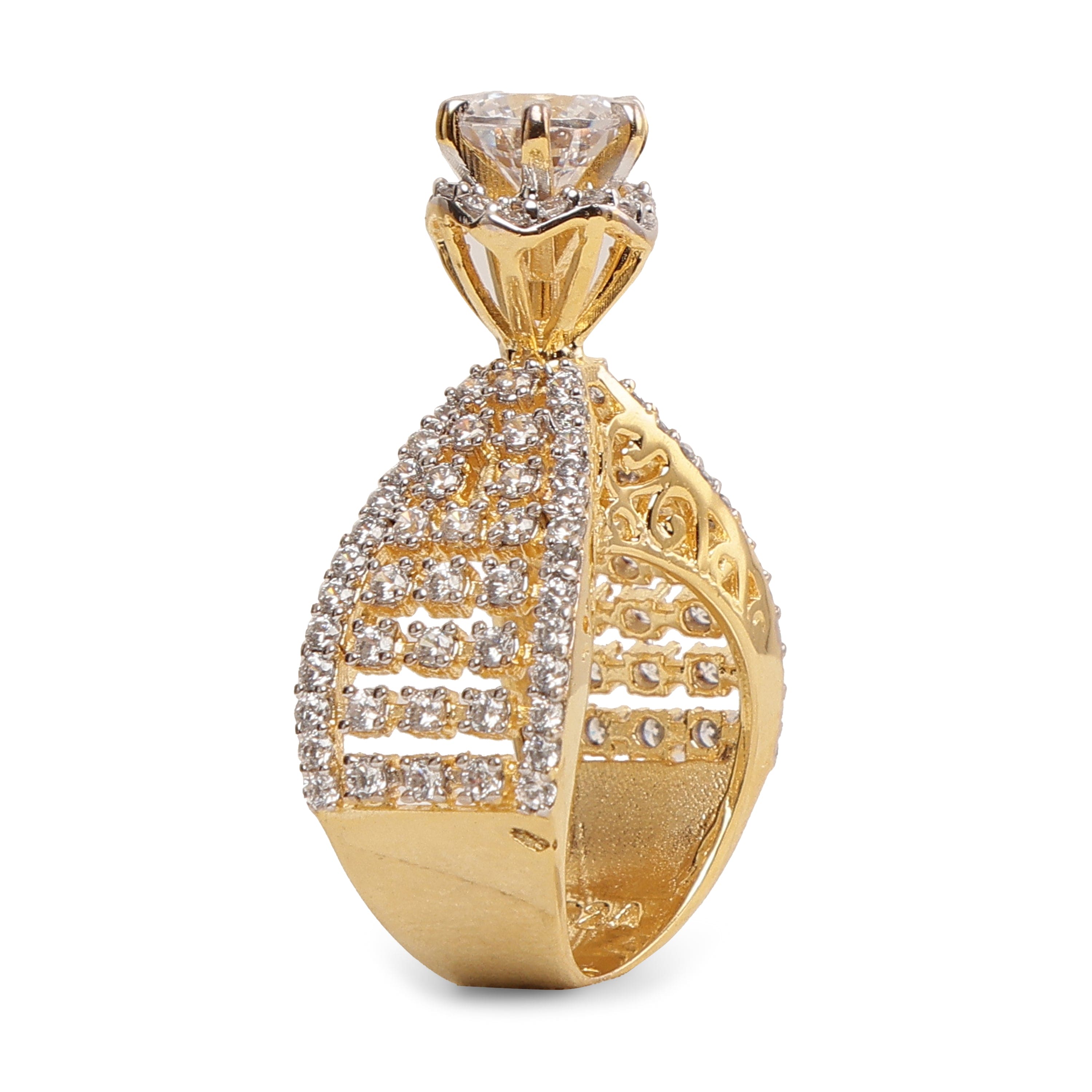 Gold Plated Tower 925 sterling silver ring front view