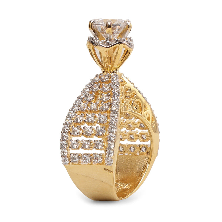 Gold Plated Tower 925 sterling silver ring front view