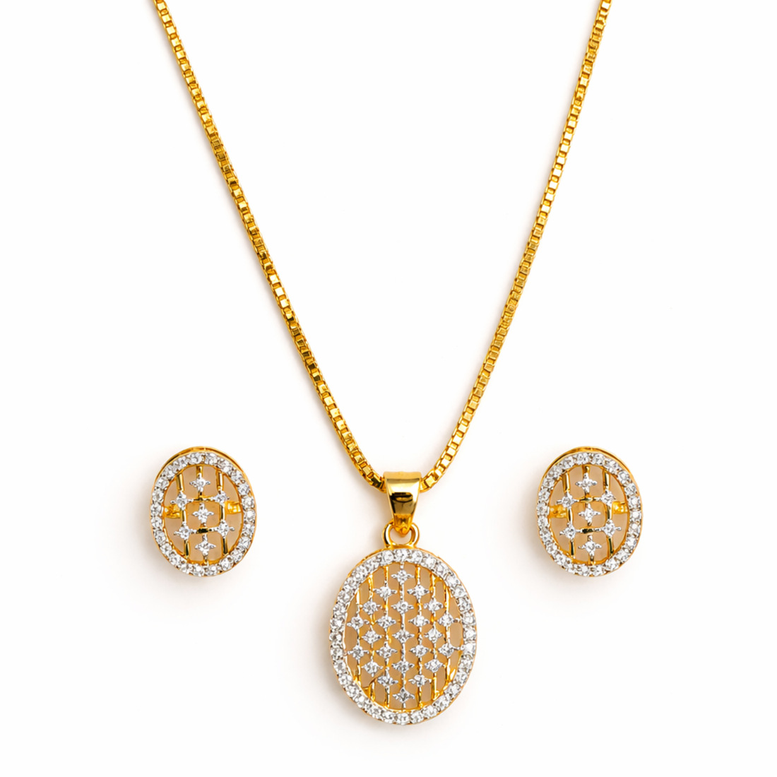 Graceful Opulence 925 sterling silver pendant set front view