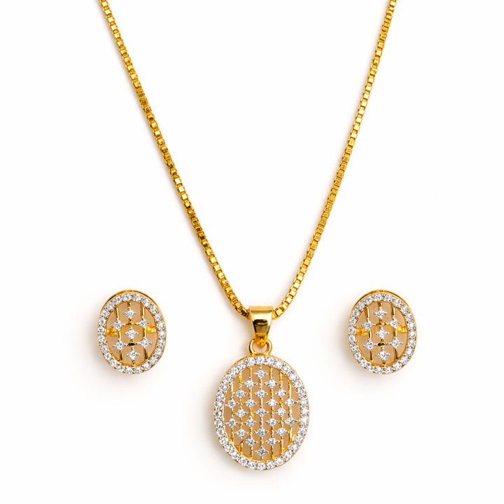Graceful Opulence 925 sterling silver pendant set front view