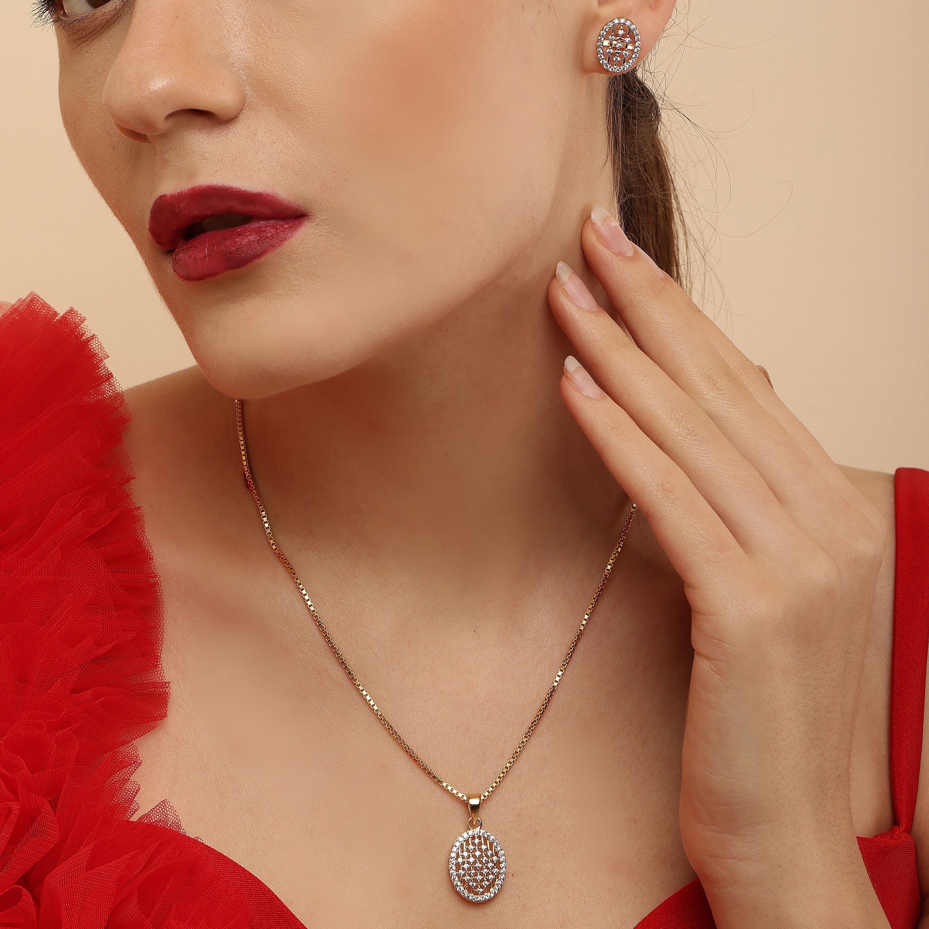 Graceful Opulence sterling silver pendant set worn look