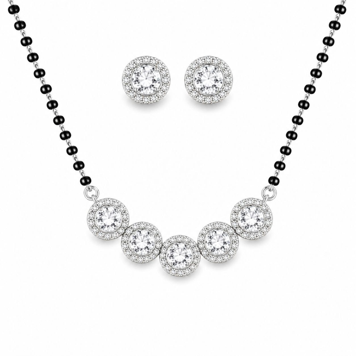Halo 925 sterling silver mangalsutra set front view