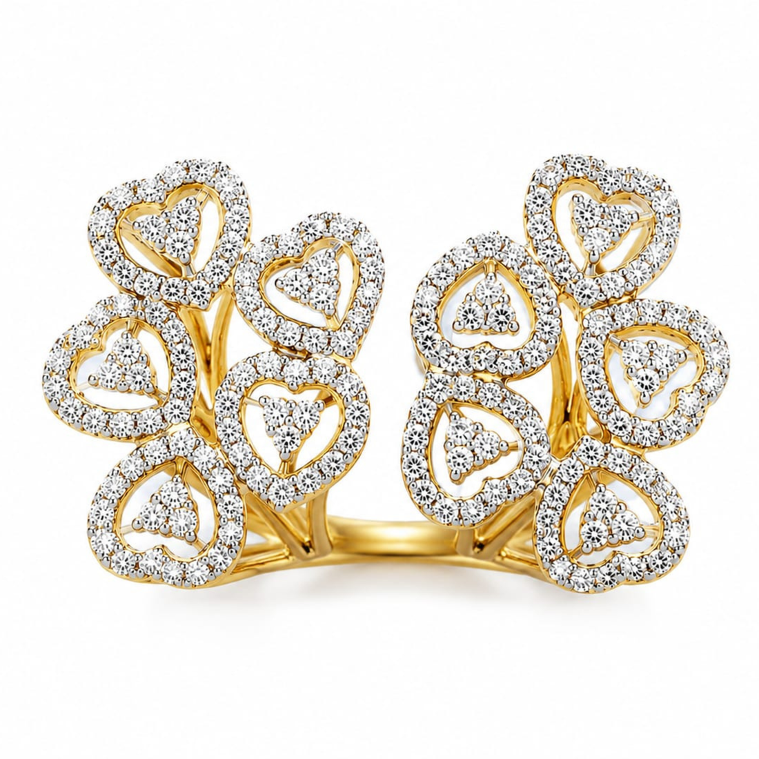 Luxury heart cluster diamond ring in gold polish with shimmering heart design by Designed2Attract