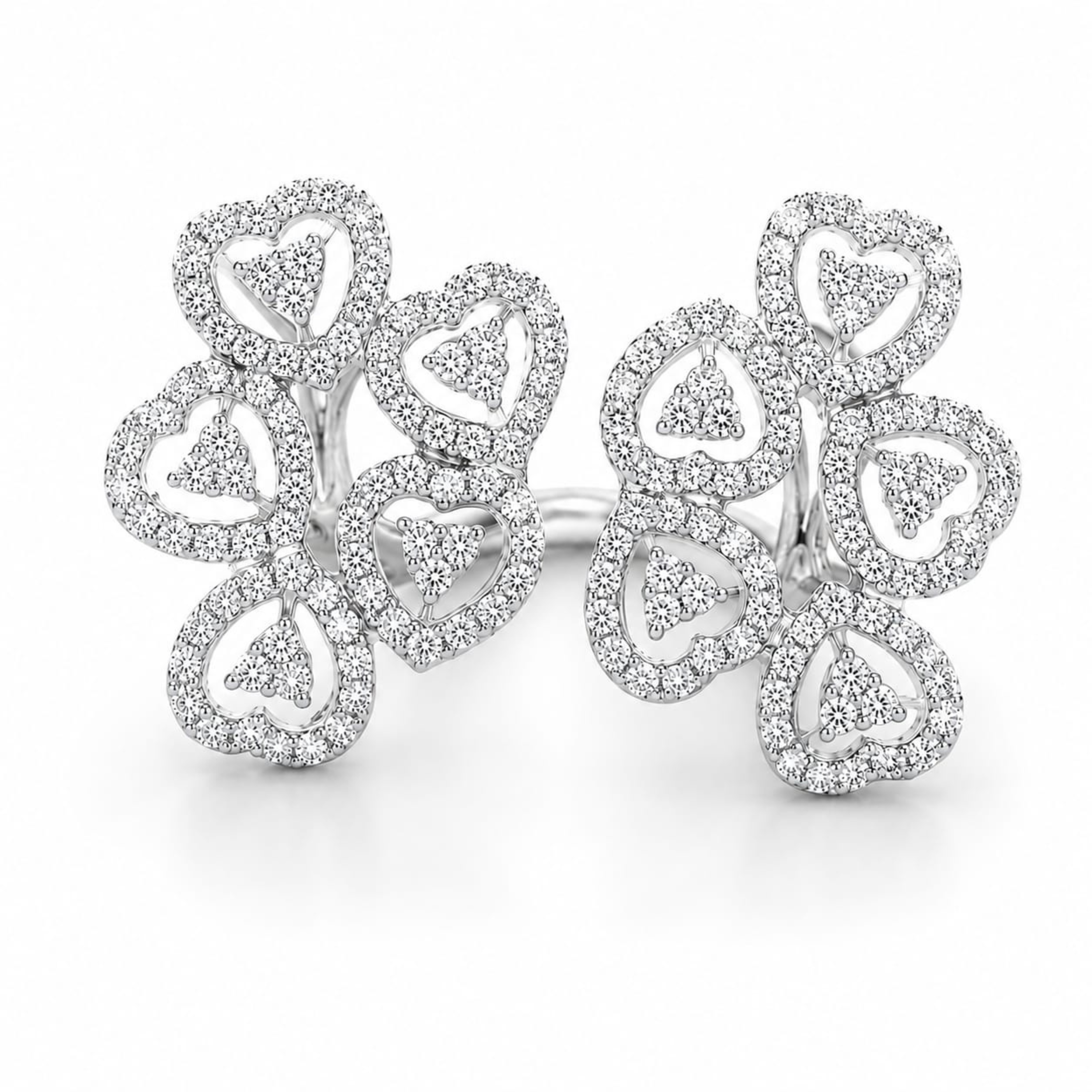 Elegant heart cluster diamond ring in white polish with sparkling stone detailing for women by Designed2Attract