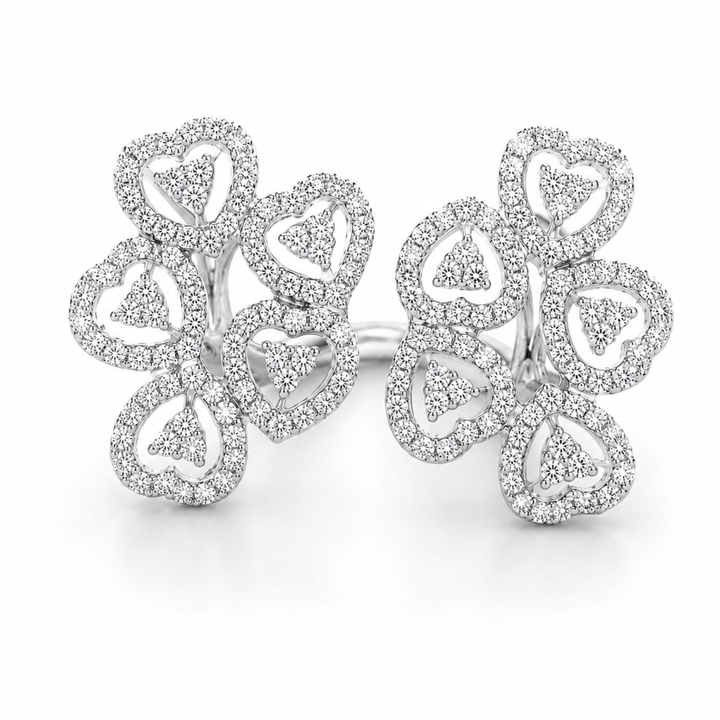 Elegant heart cluster diamond ring in white polish with sparkling stone detailing for women by Designed2Attract