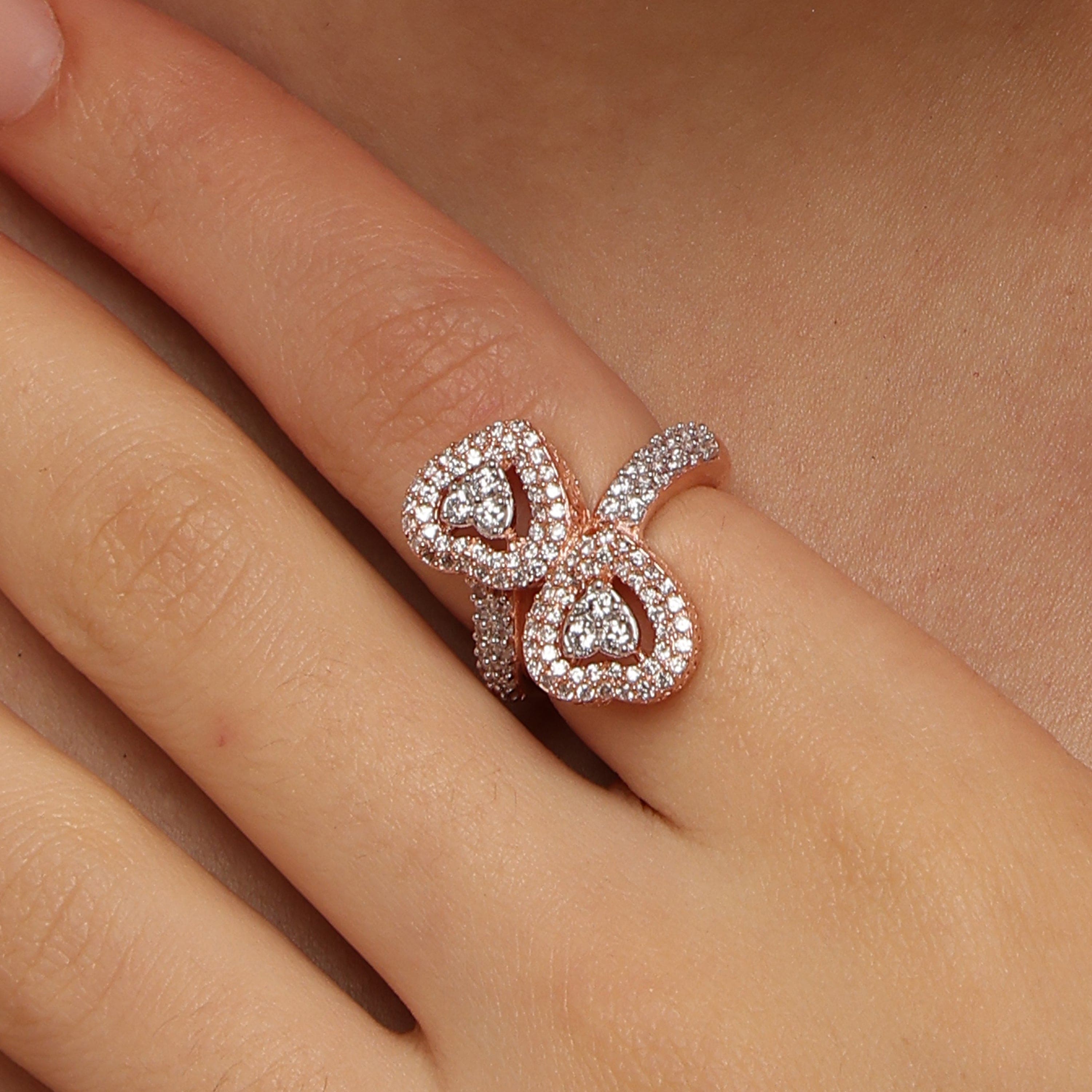 Heart Doublets sterling silver ring close-up detail