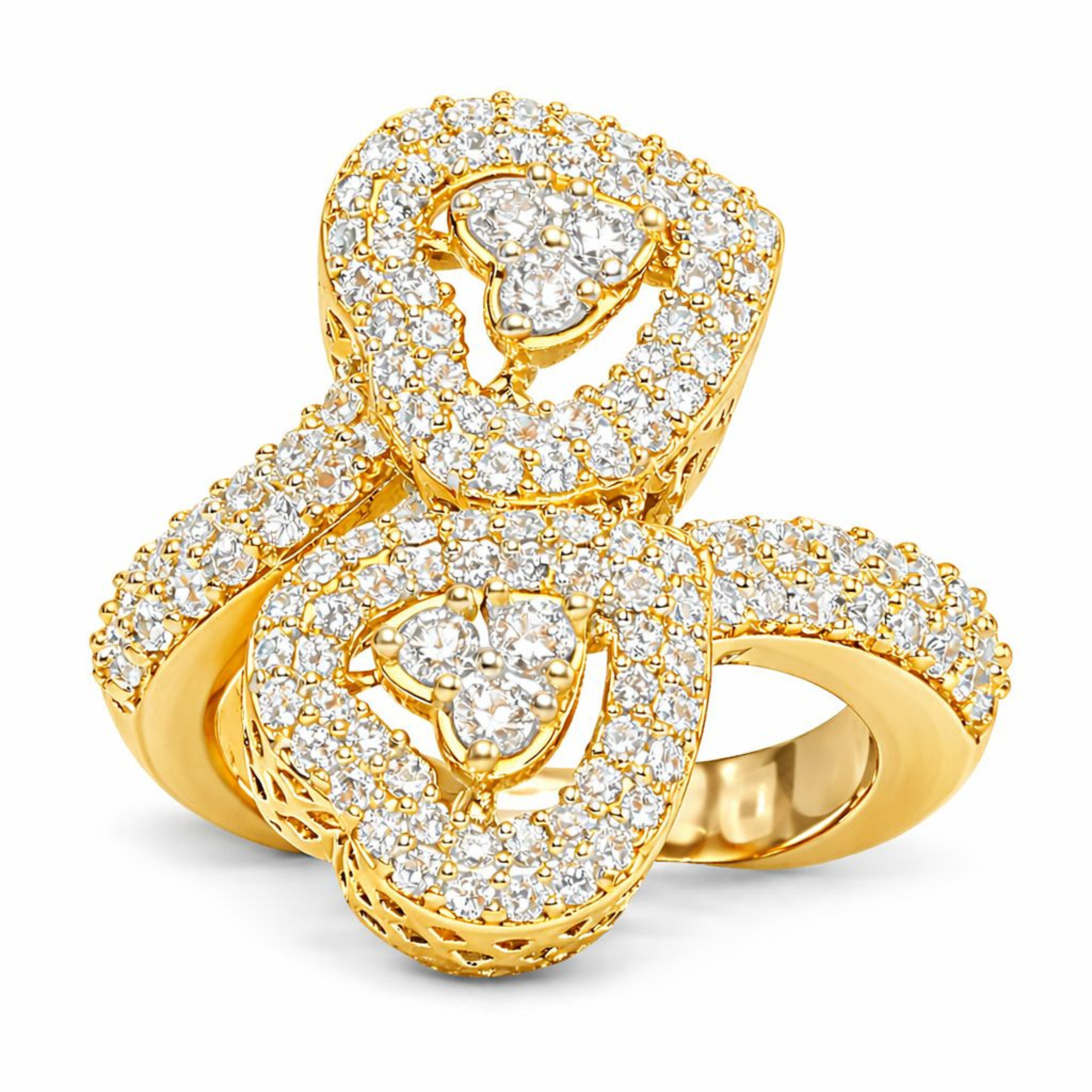 Heart Doublets 925 sterling silver ring front view