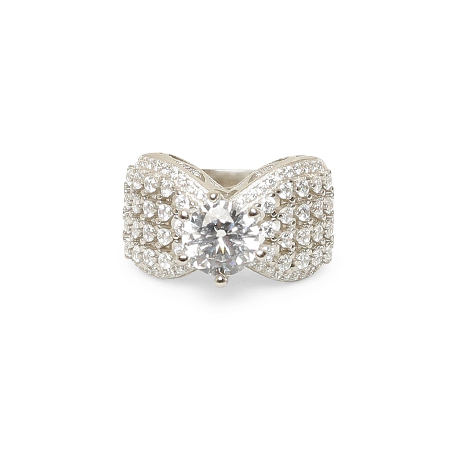 Infinity Bond Rhodium-Plated 925 sterling silver ring front view