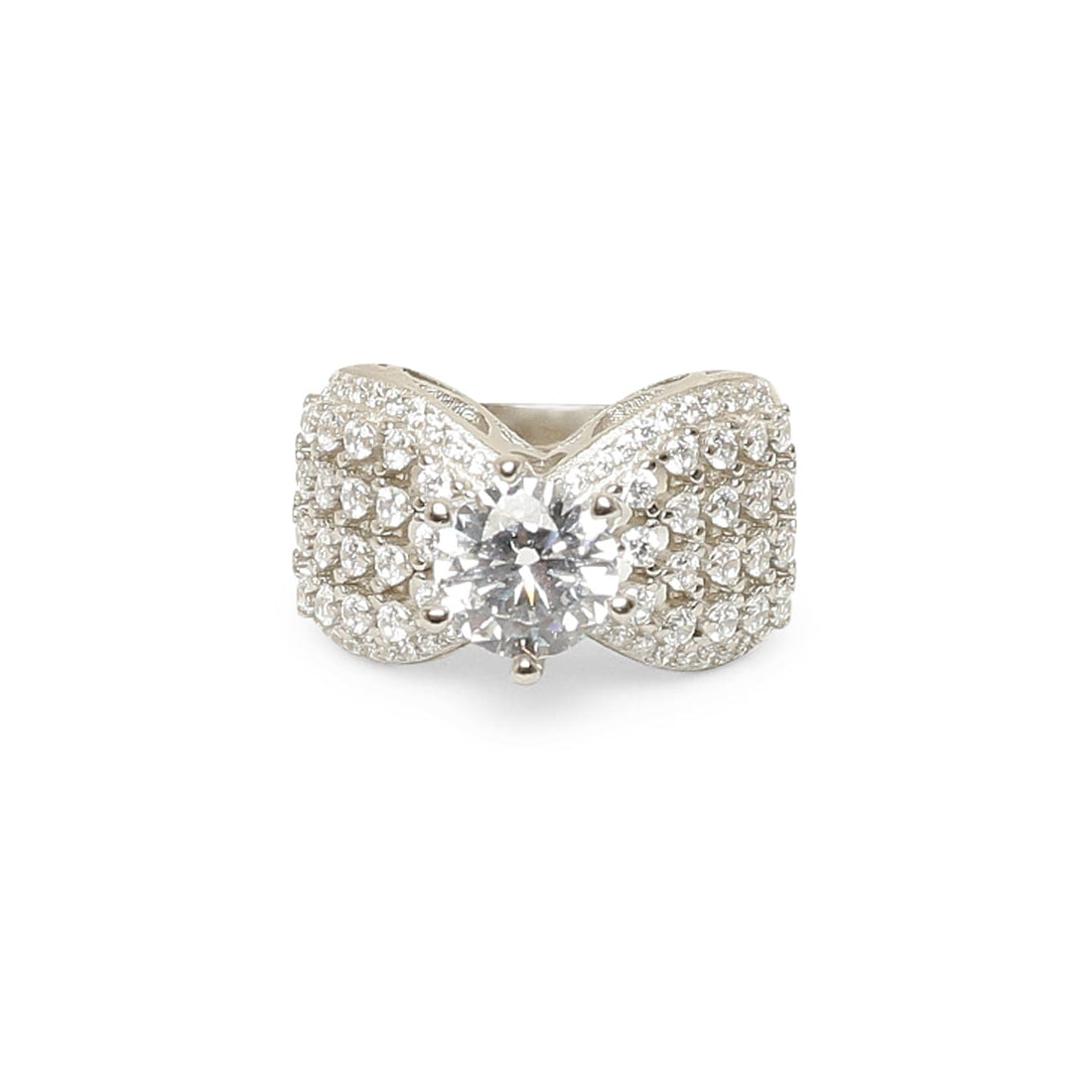 Infinity Bond Rhodium-Plated 925 sterling silver ring front view