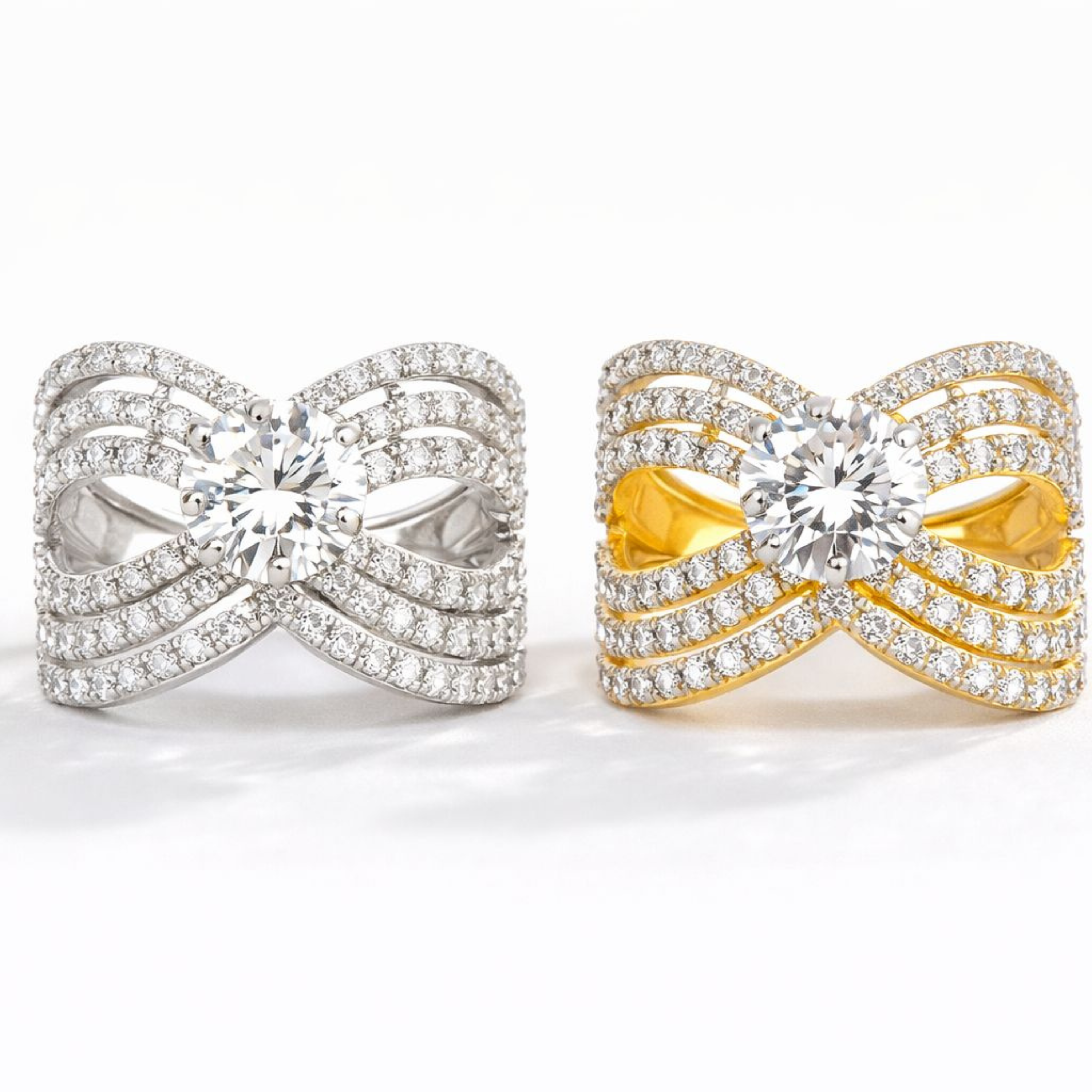 Infinity Tied bow 925 sterling silver ring front view