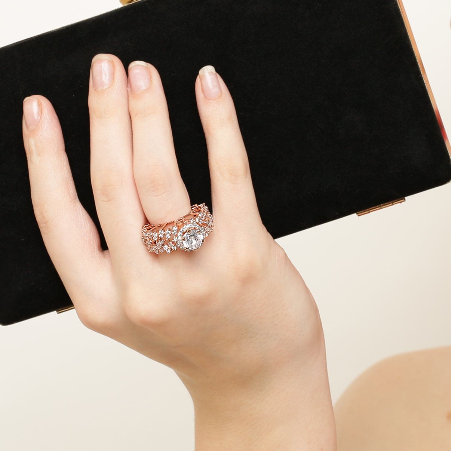 Interlocked Intricacy rose gold sterling silver ring close-up detail