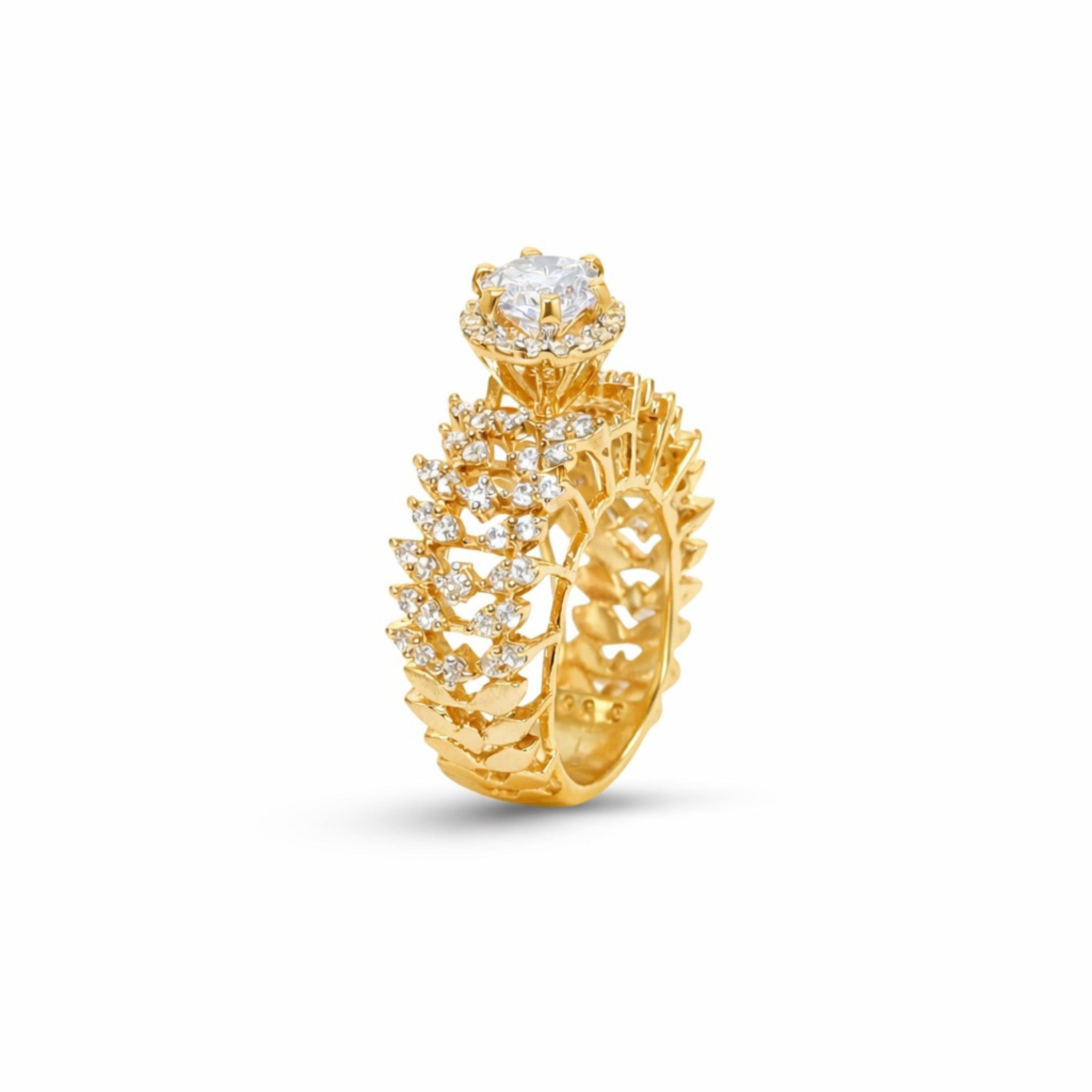 Interlocked Intricacy statement rose gold 925 sterling silver ring front view