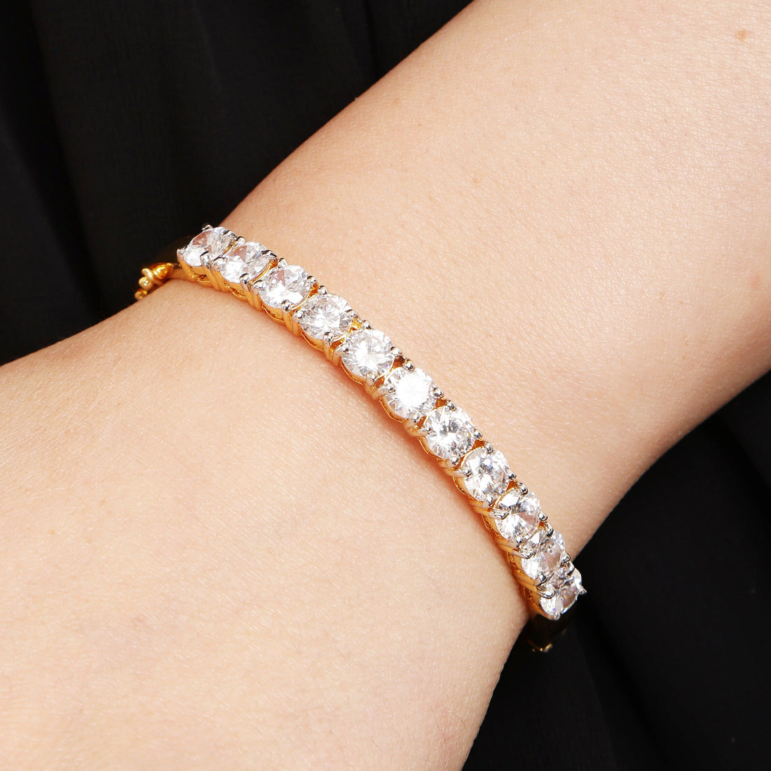 Linear Charm sterling silver bracelet worn on wrist