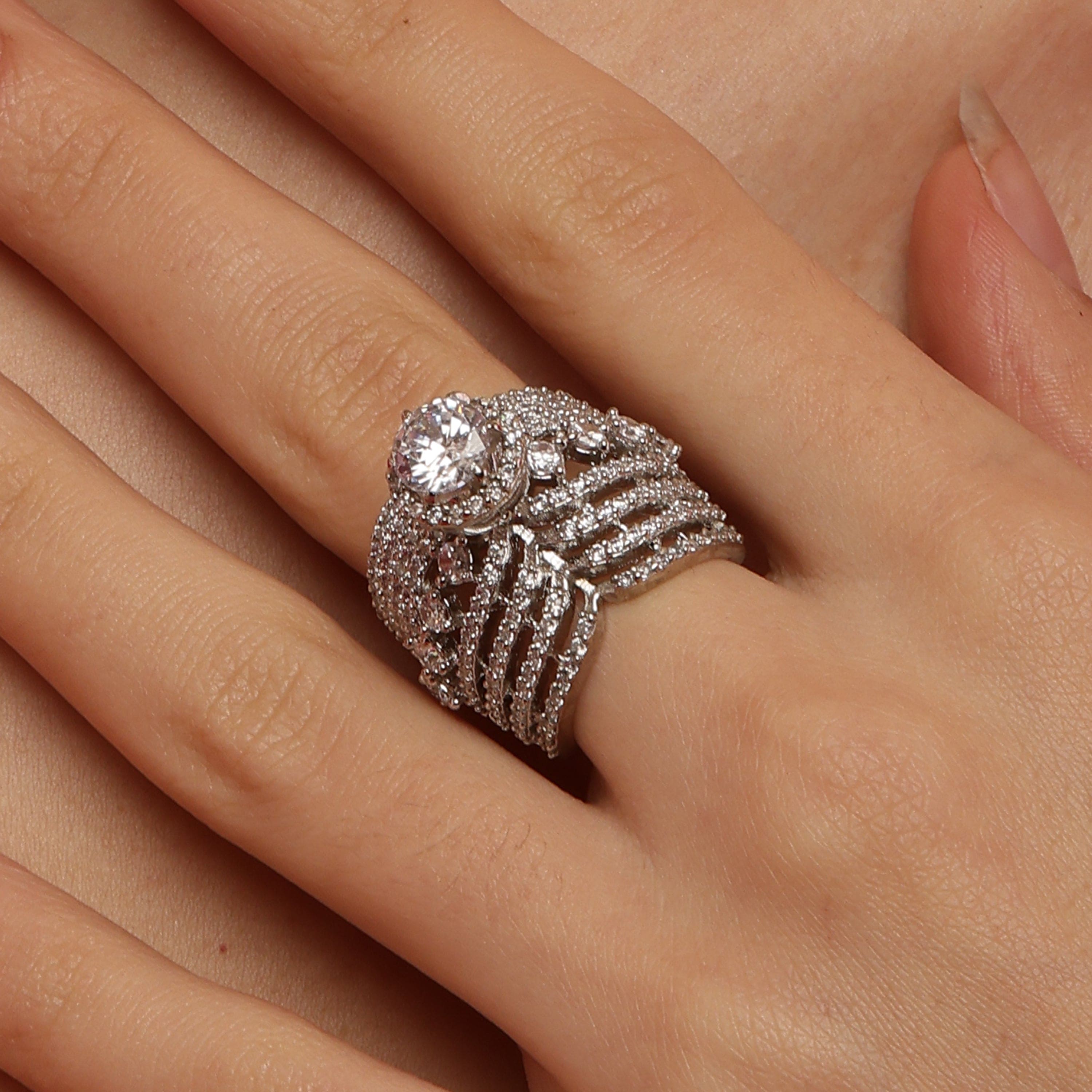 Lustrous Foliage sterling silver ring alternate view