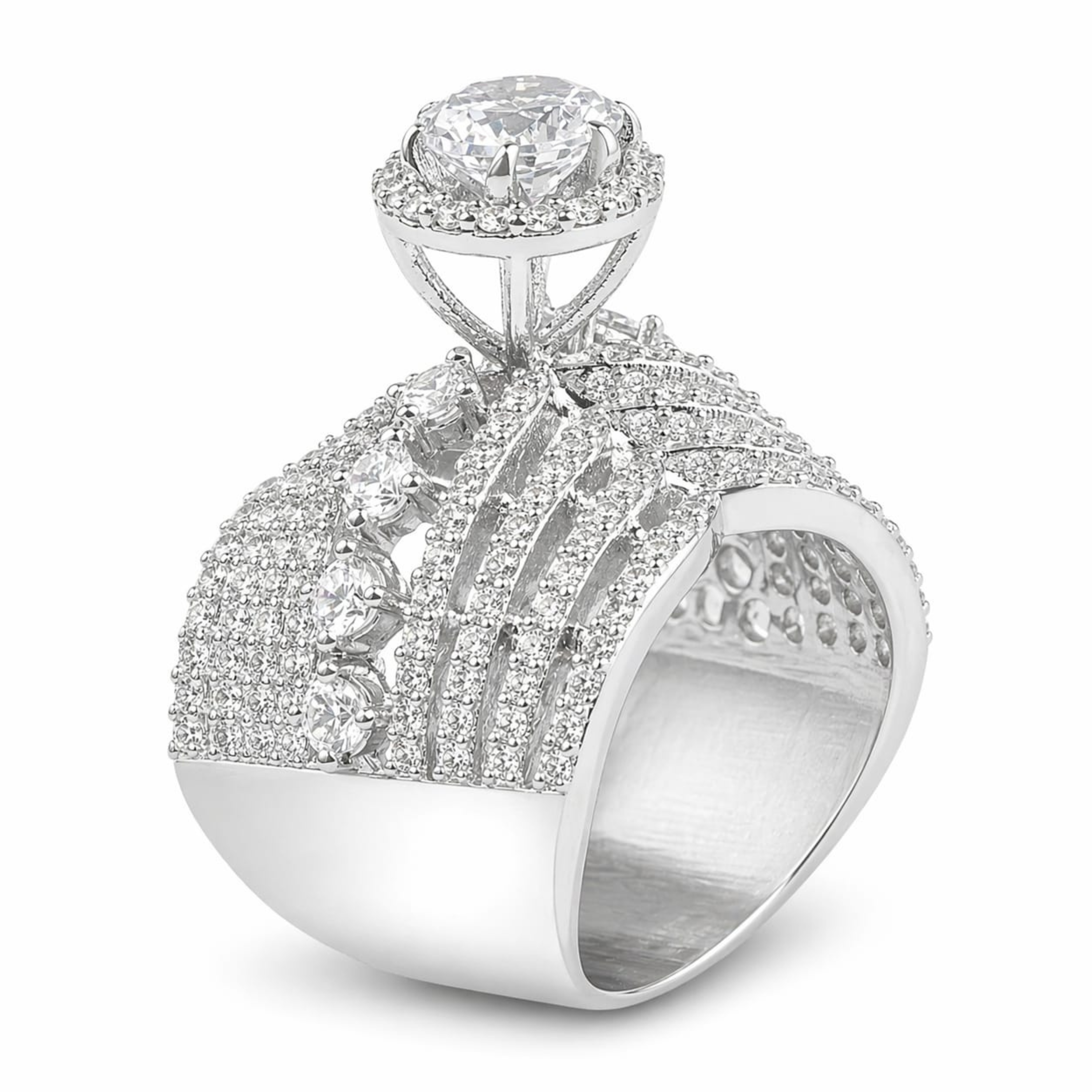 Lustrous Foliage 925 sterling silver ring front view