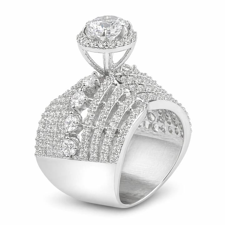 Lustrous Foliage 925 sterling silver ring front view